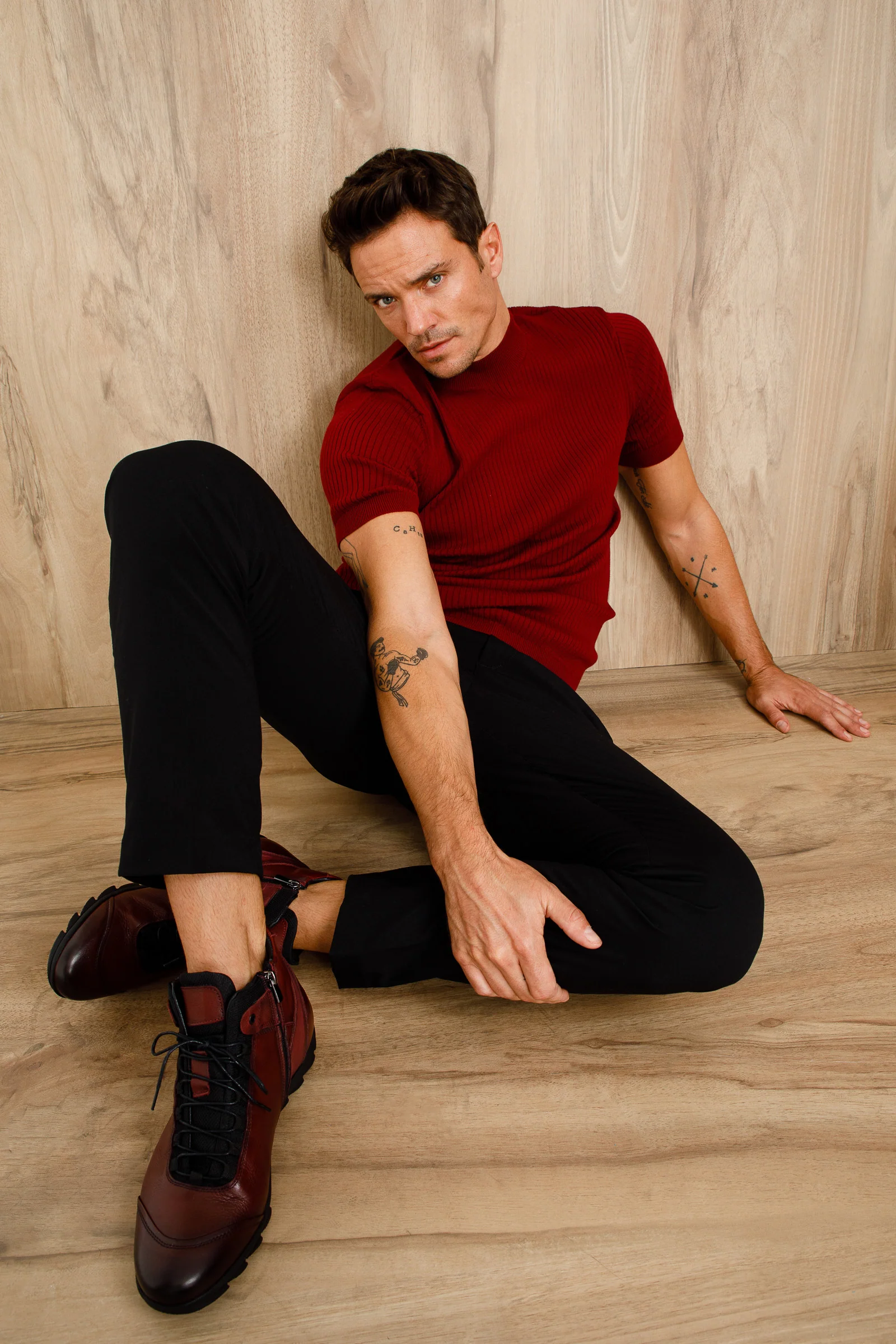 The Houston Leather Burgundy Lace-Up Casual Men Boot with a Zipper - Image 12