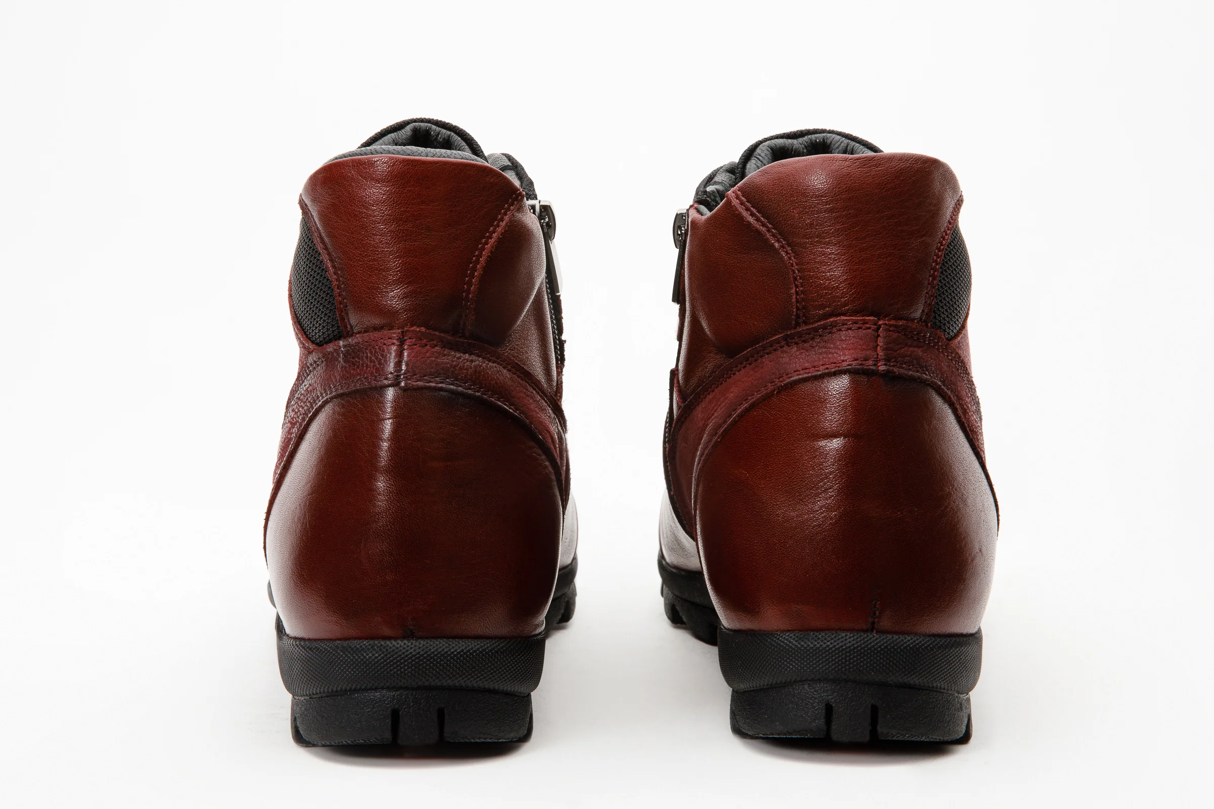 The Houston Leather Burgundy Lace-Up Casual Men Boot with a Zipper - Image 4