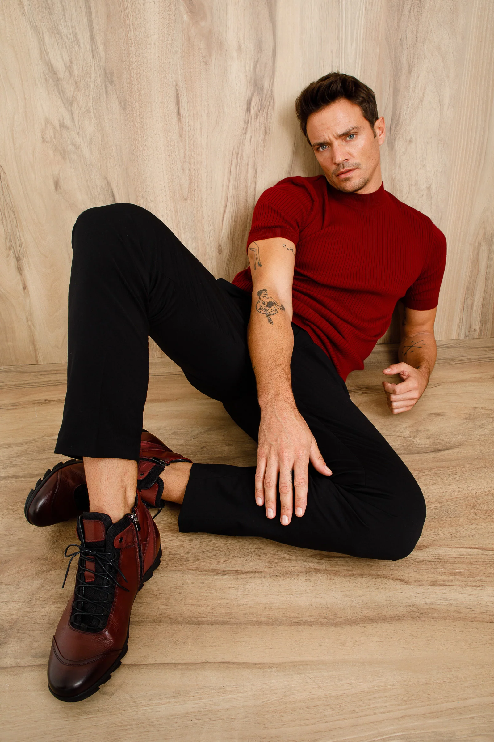 The Houston Leather Burgundy Lace-Up Casual Men Boot with a Zipper - Image 7