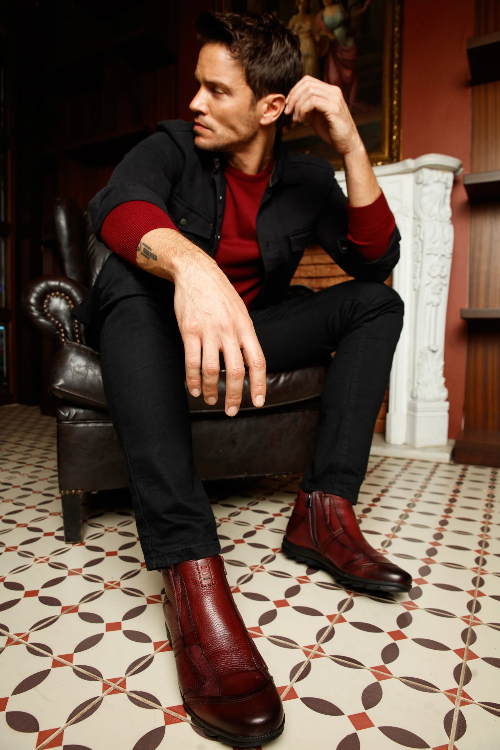 The Montreal Burgundy Leather Casual Zip-Up Ankle Men Boot - Image 11