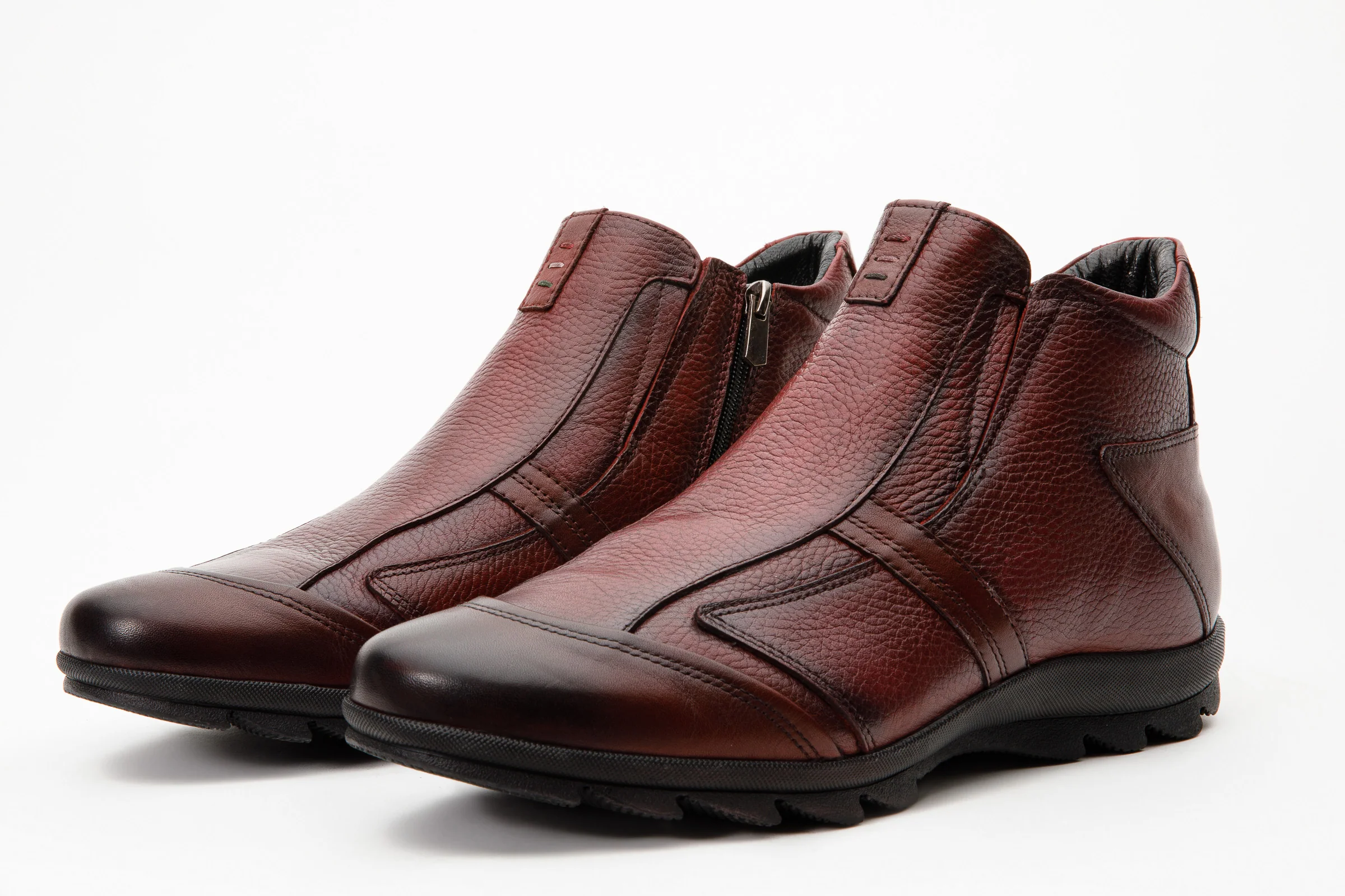 The Montreal Burgundy Leather Casual Zip-Up Ankle Men Boot - Image 4