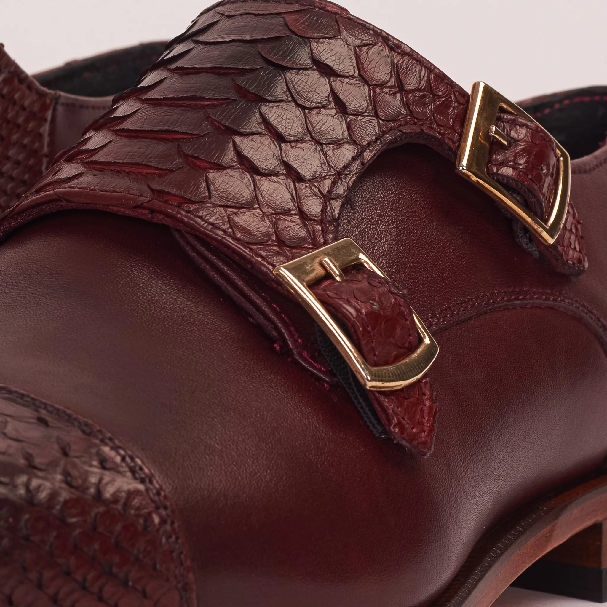 The Bishkek Burgundy Leather Cap Toe Double Monk Strap Men Shoe - Image 3