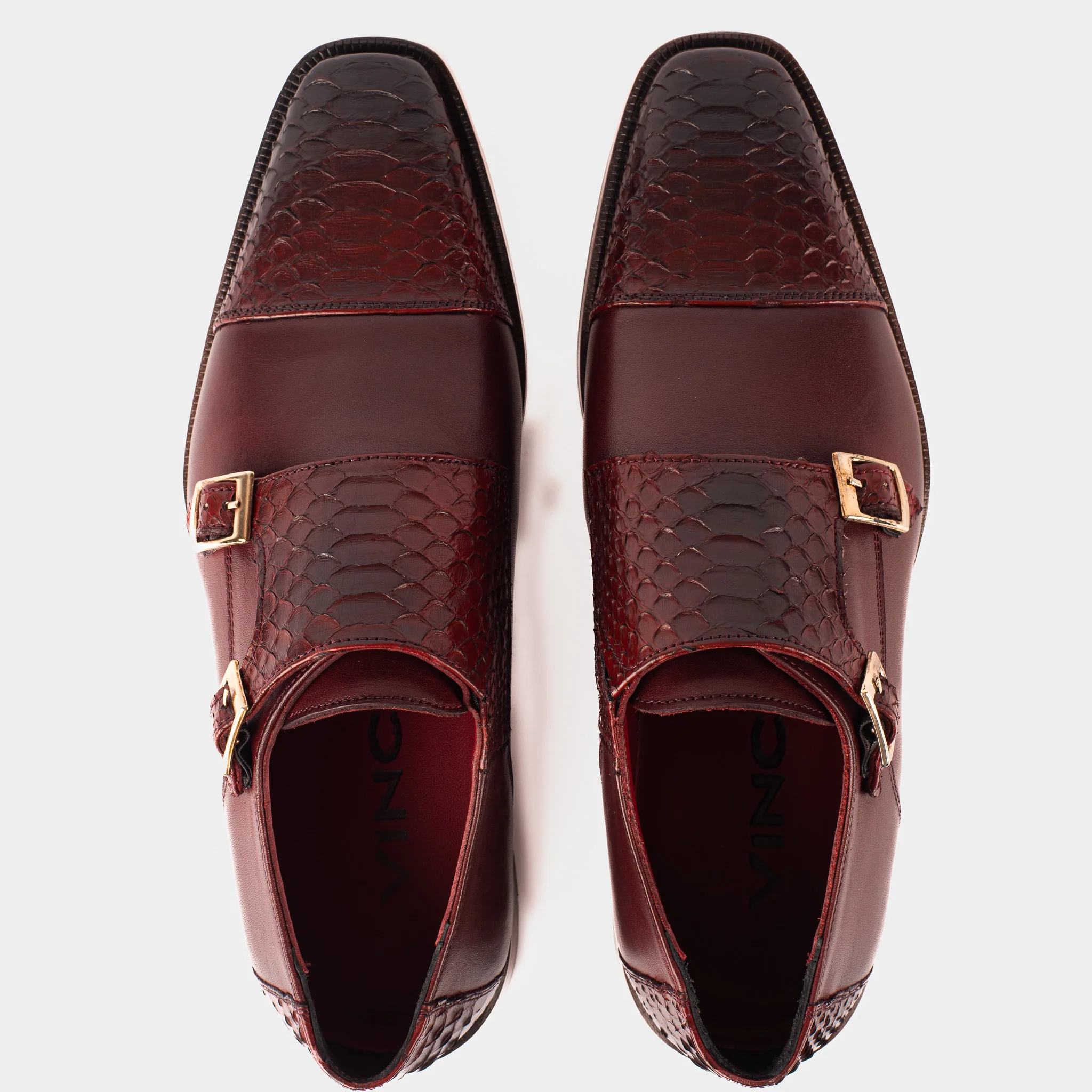 The Bishkek Burgundy Leather Cap Toe Double Monk Strap Men Shoe - Image 6