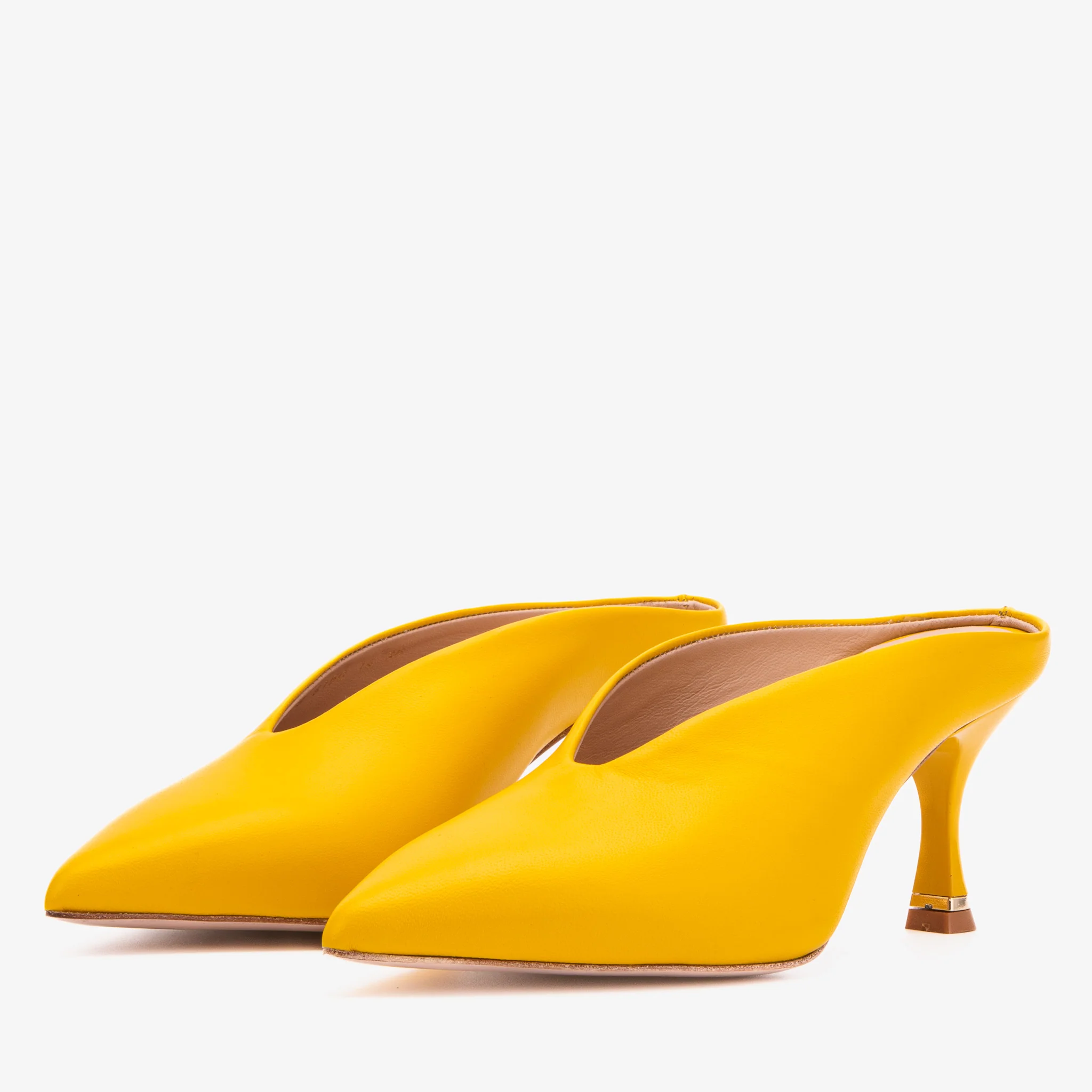 The Solara Yellow Leather Women Mule Heel - Image 2