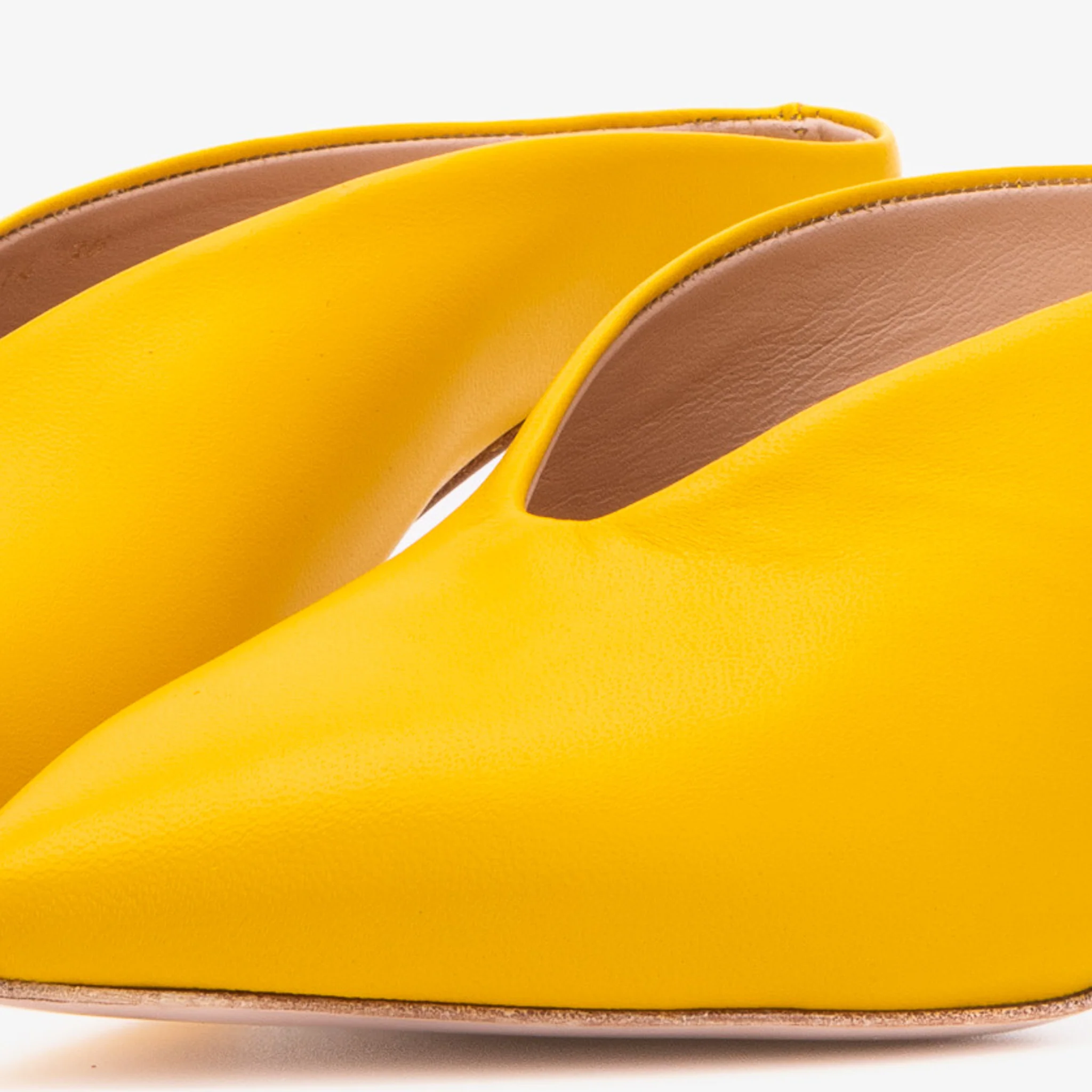 The Solara Yellow Leather Women Mule Heel - Image 3
