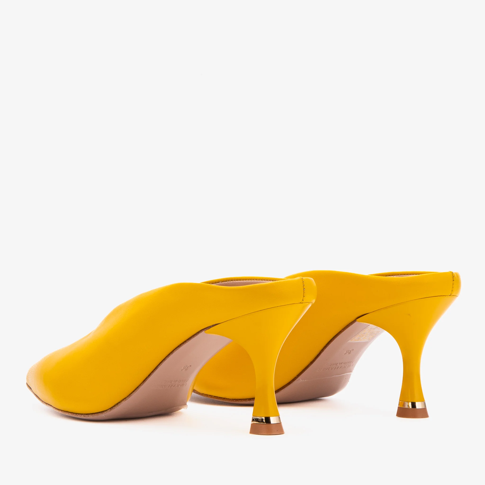 The Solara Yellow Leather Women Mule Heel - Image 4