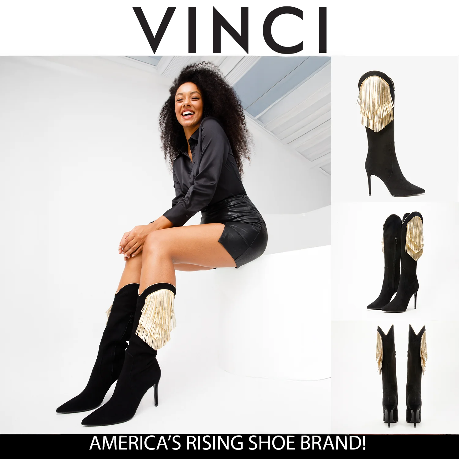 The Vienna Black Suede Leather Knee High Women Boot - Image 31