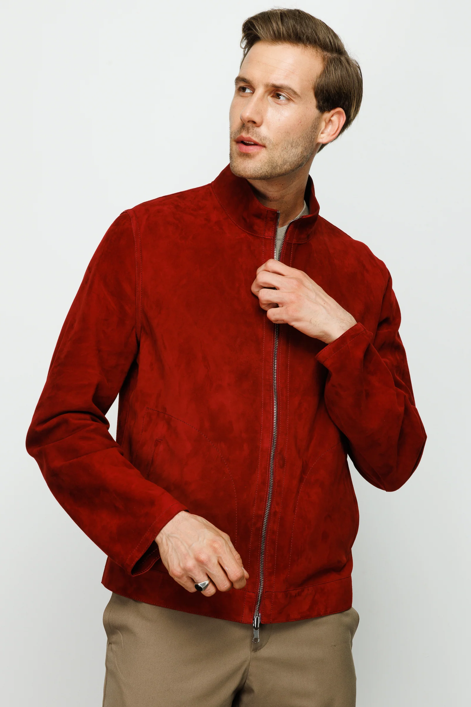 The Alba Burgundy Leather Men Jacket - Image 2