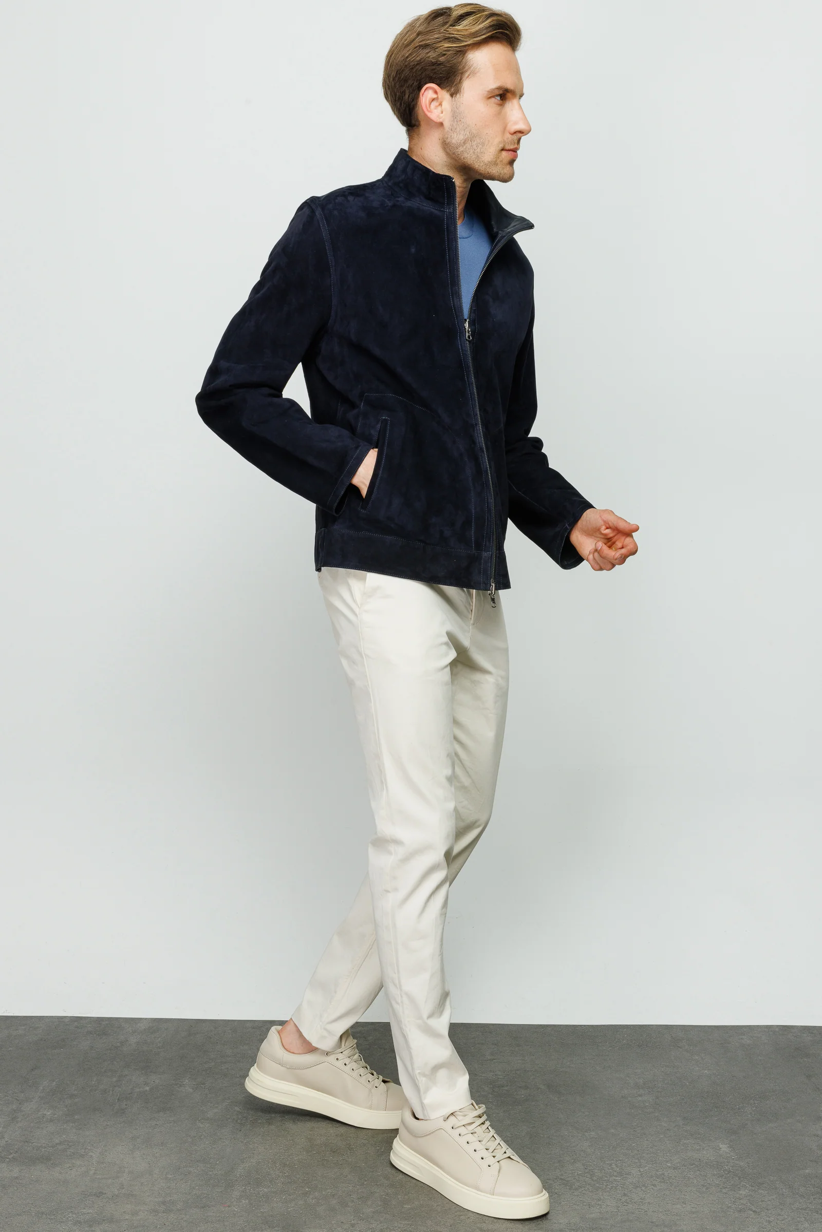 The Alba Navy Leather Men Jacket - Image 5