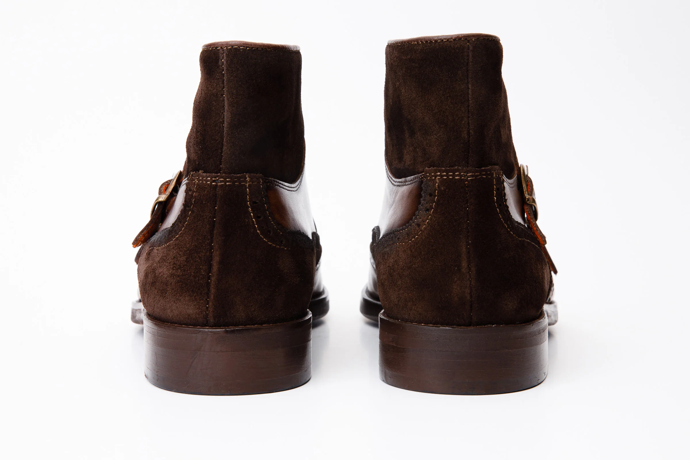 The Albus Brown Leather & Suede Double Strap Monk Brogue Men Boot - Image 4