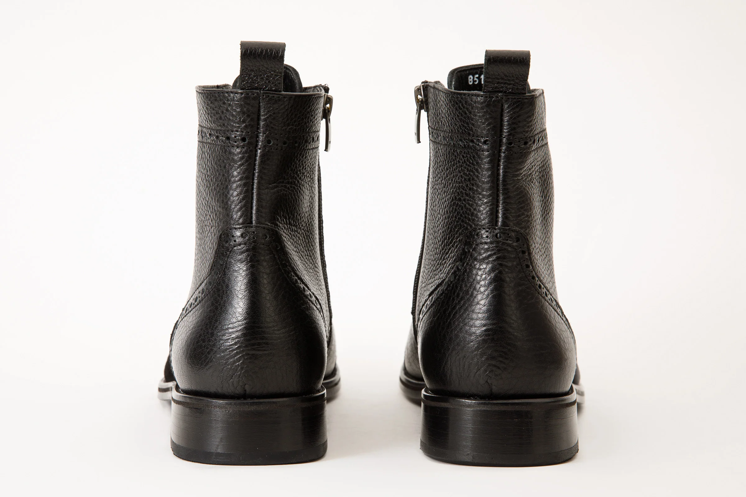 The Anderson Black Leather & Suede Brogue Lace-Up Men  Boot with a Zipper - Image 5