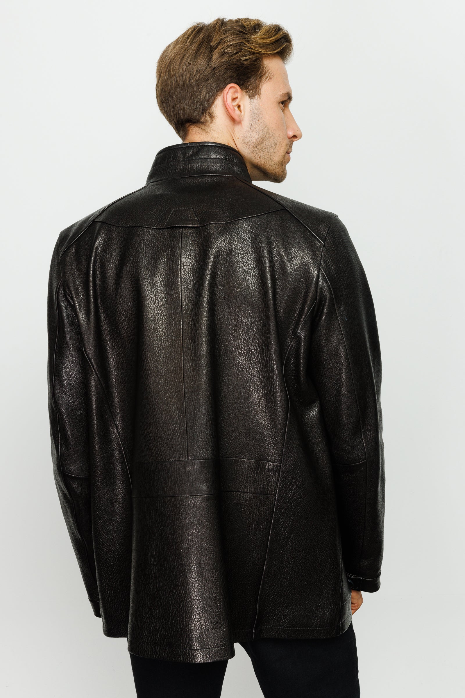 The Barclay Black Leather Men Jacket - Image 5