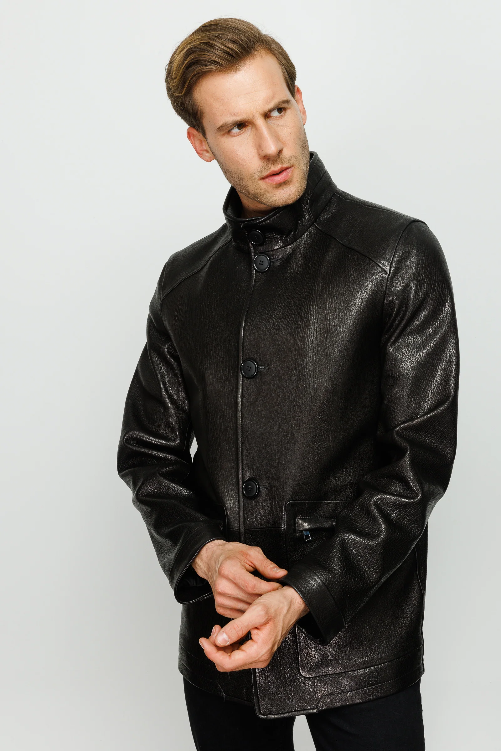 The Barclay Black Leather Men Jacket - Image 6
