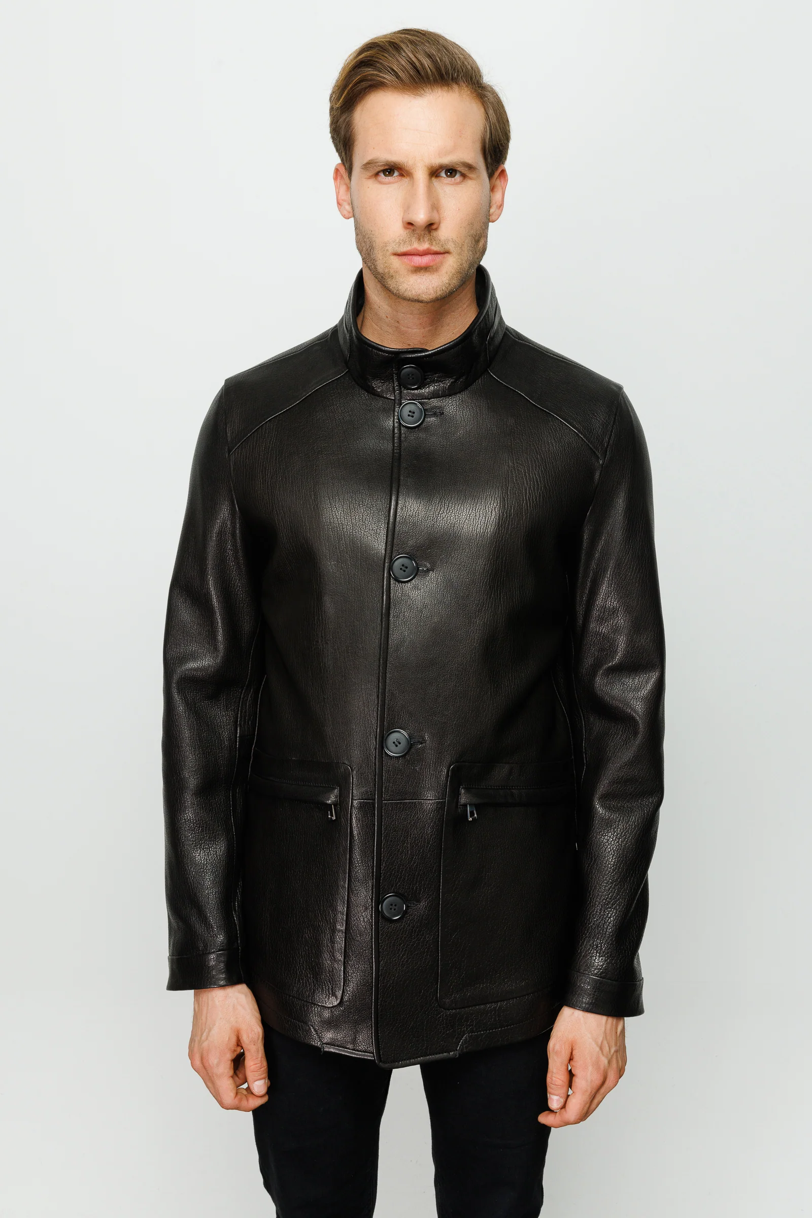 The Barclay Black Leather Men Jacket - Image 8