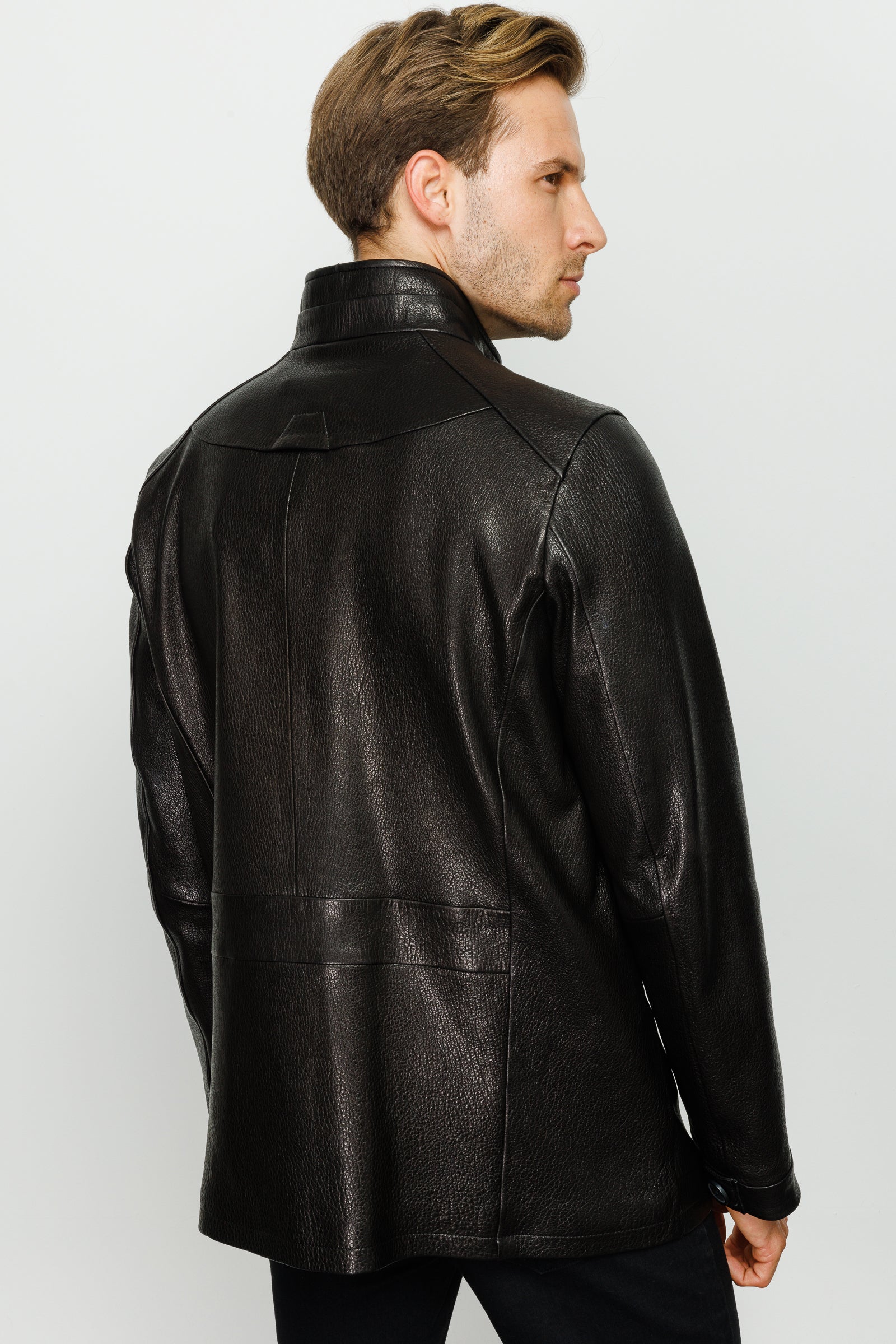 The Barclay Black Leather Men Jacket - Image 9