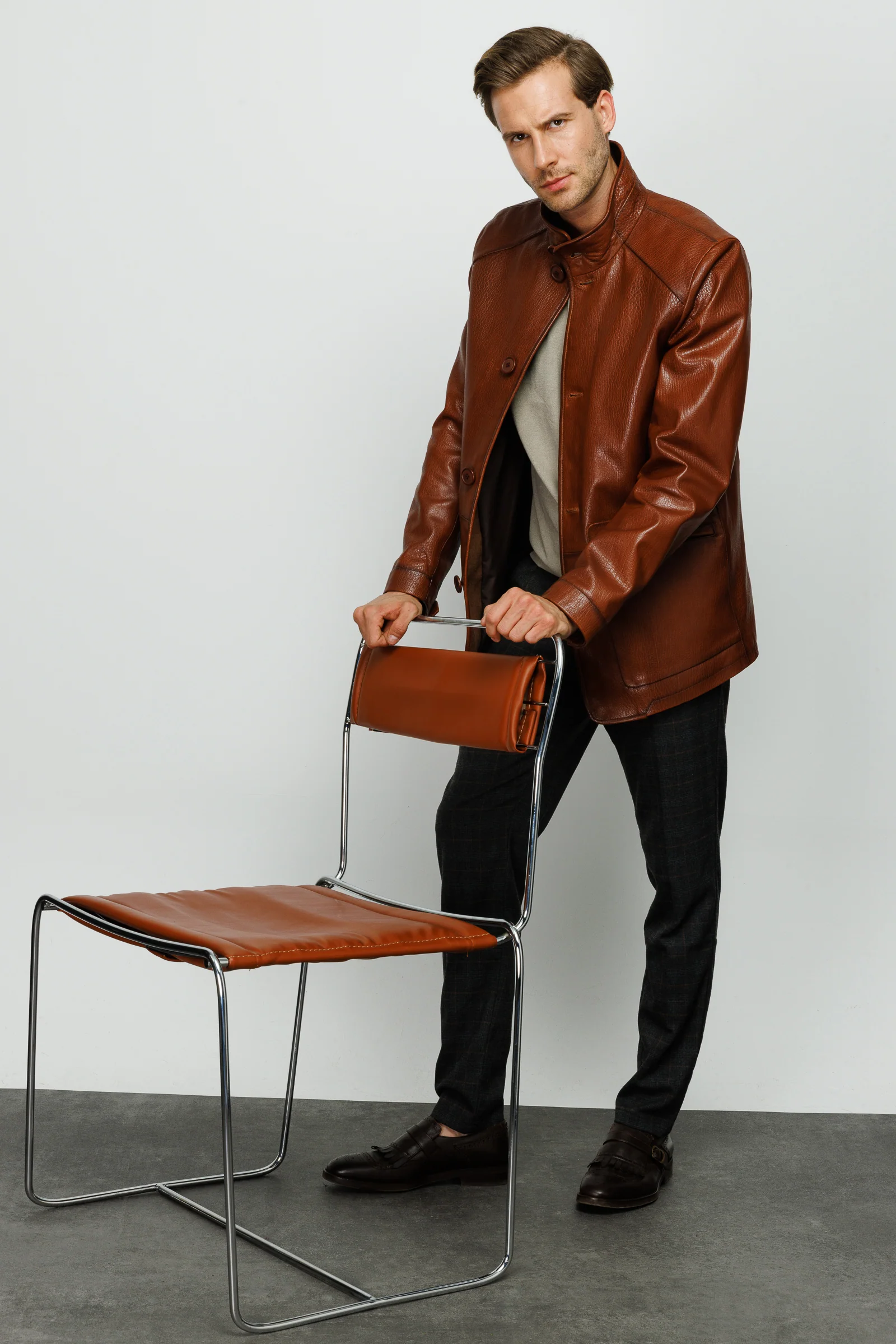 The Barclay Brown Leather Men Jacket - Image 10