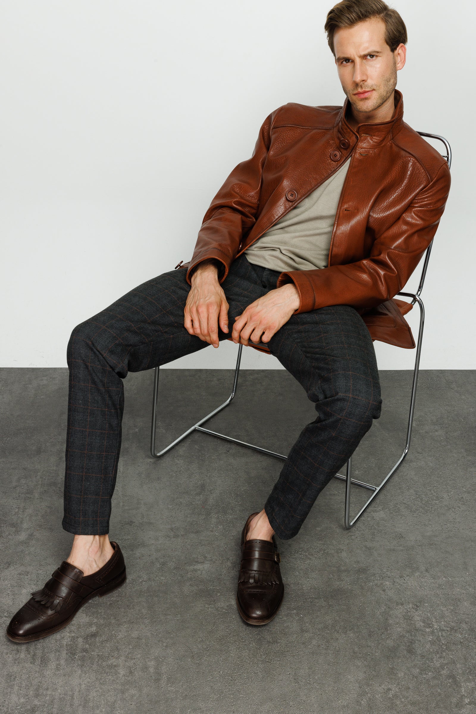 The Barclay Brown Leather Men Jacket - Image 11