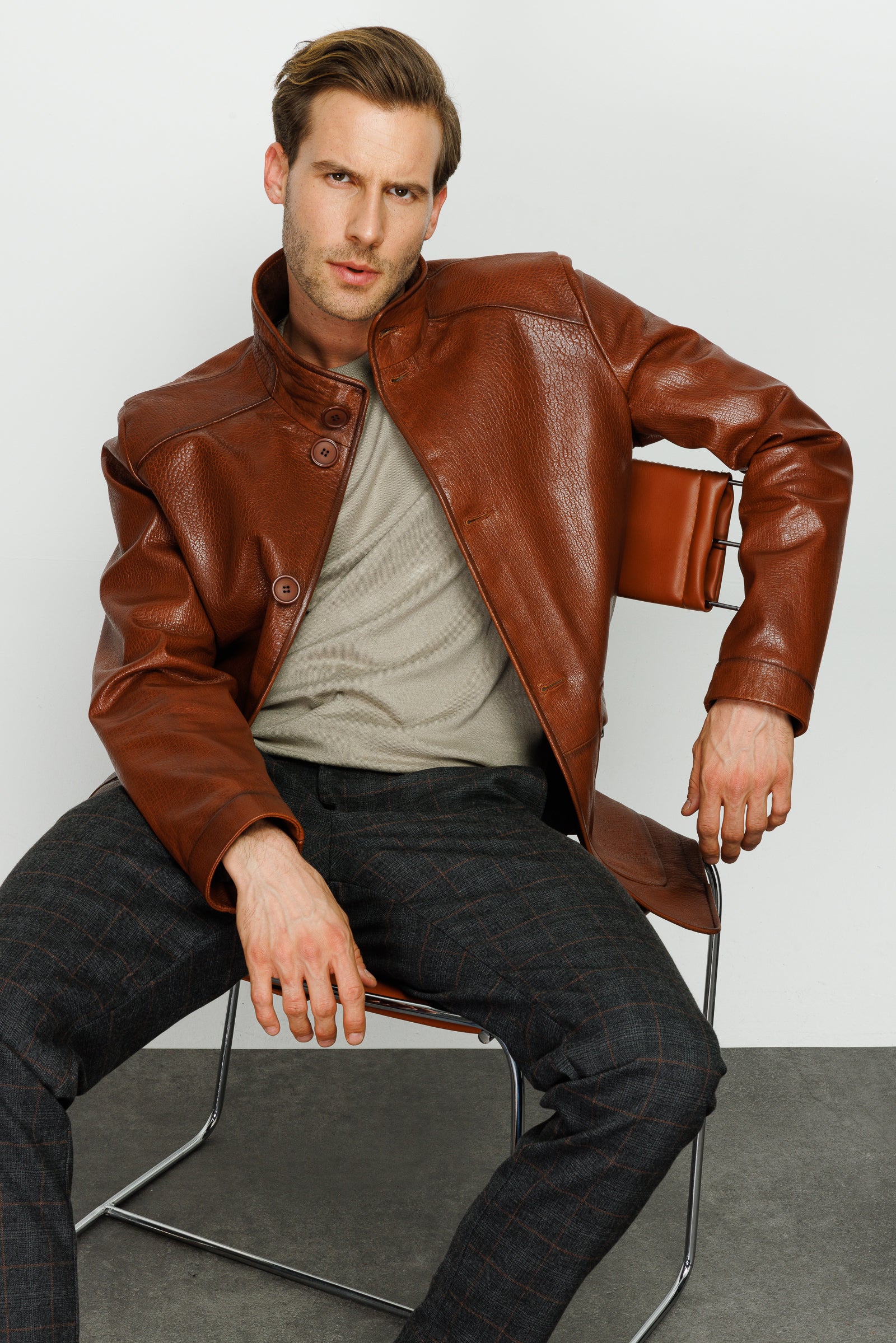The Barclay Brown Leather Men Jacket - Image 3