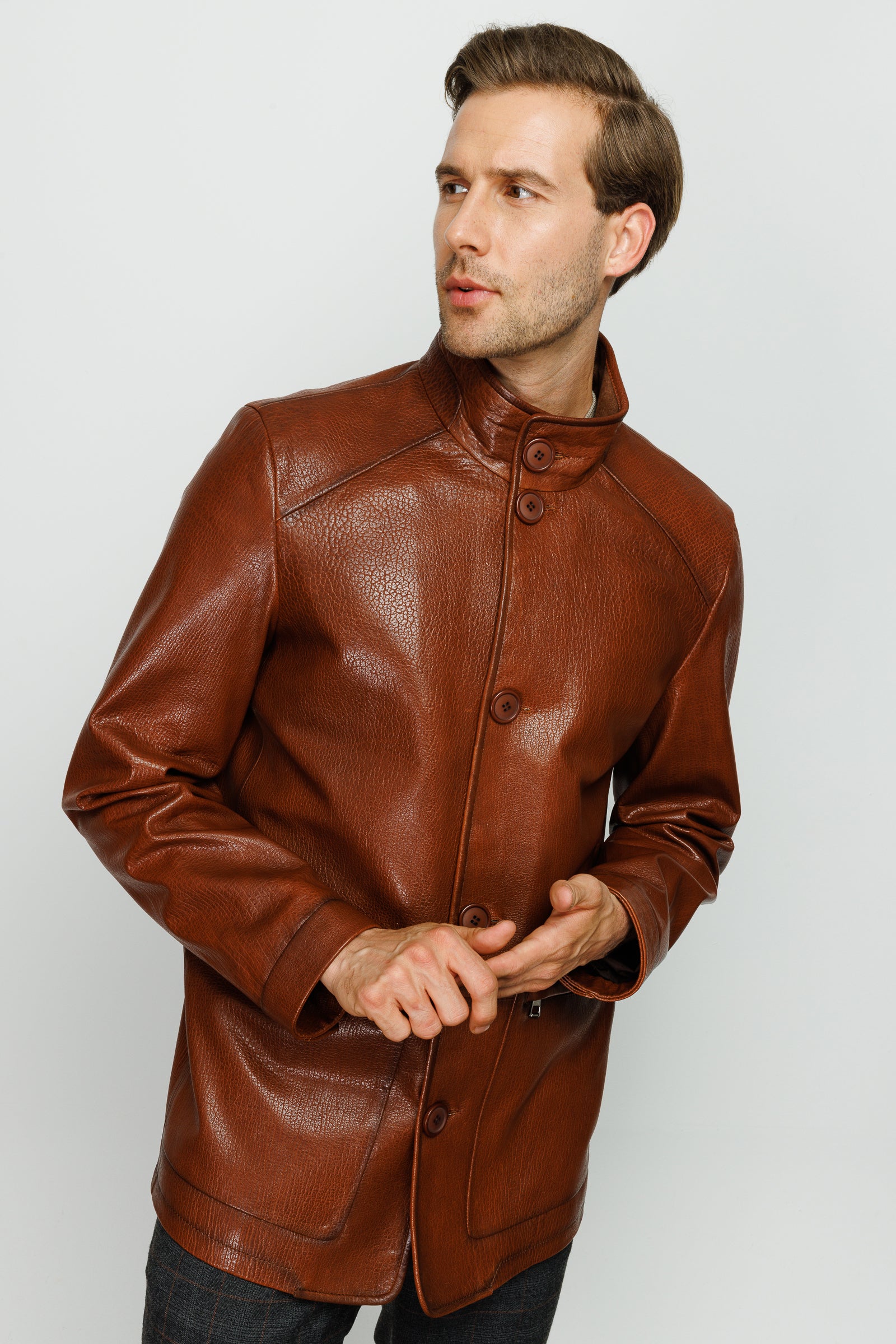 The Barclay Brown Leather Men Jacket - Image 4