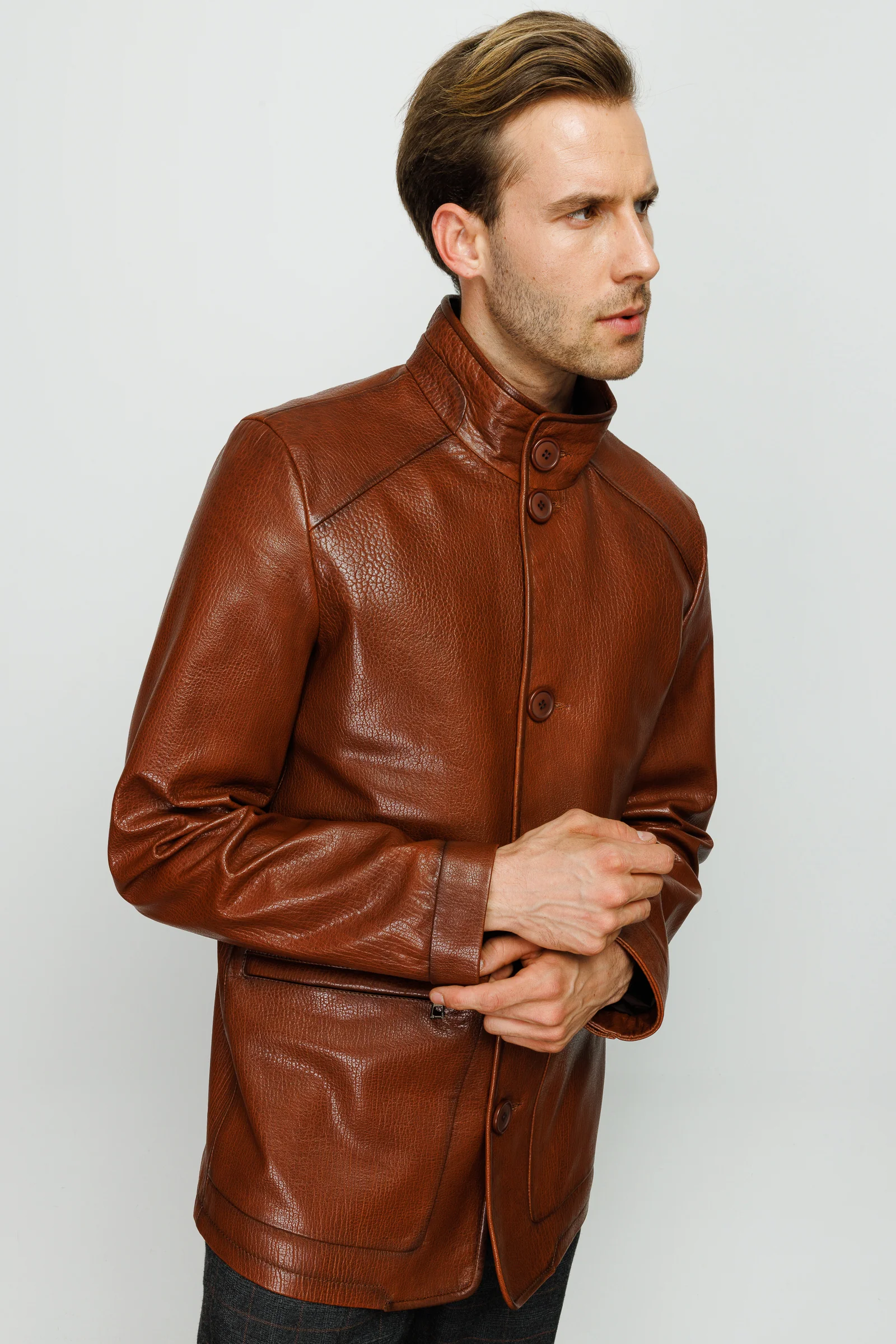 The Barclay Brown Leather Men Jacket - Image 7