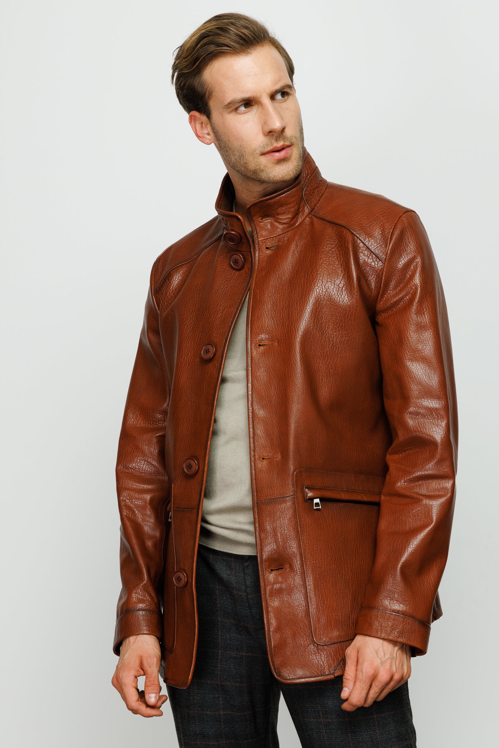 The Barclay Brown Leather Men Jacket - Image 8