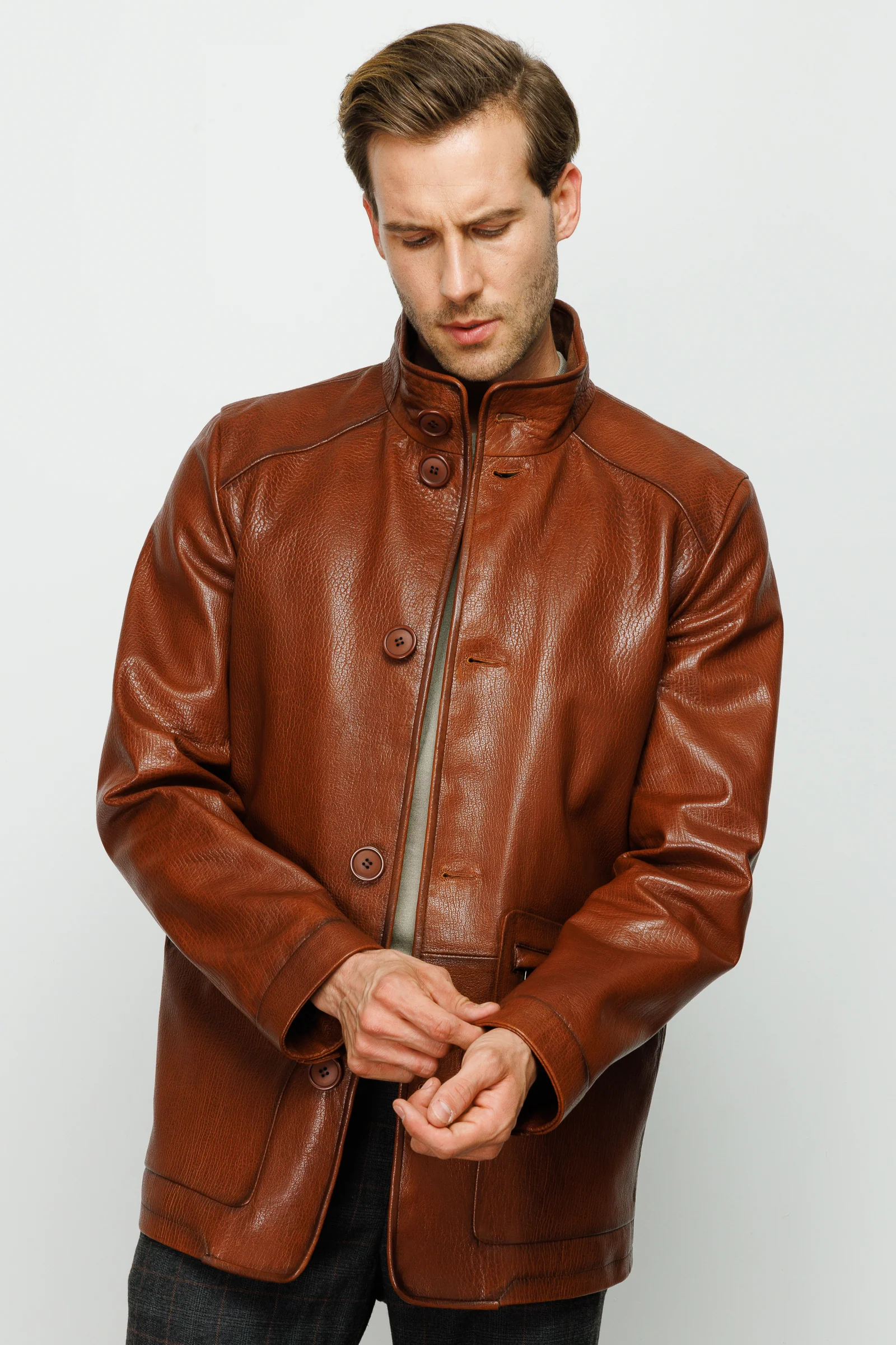 The Barclay Brown Leather Men Jacket - Image 9