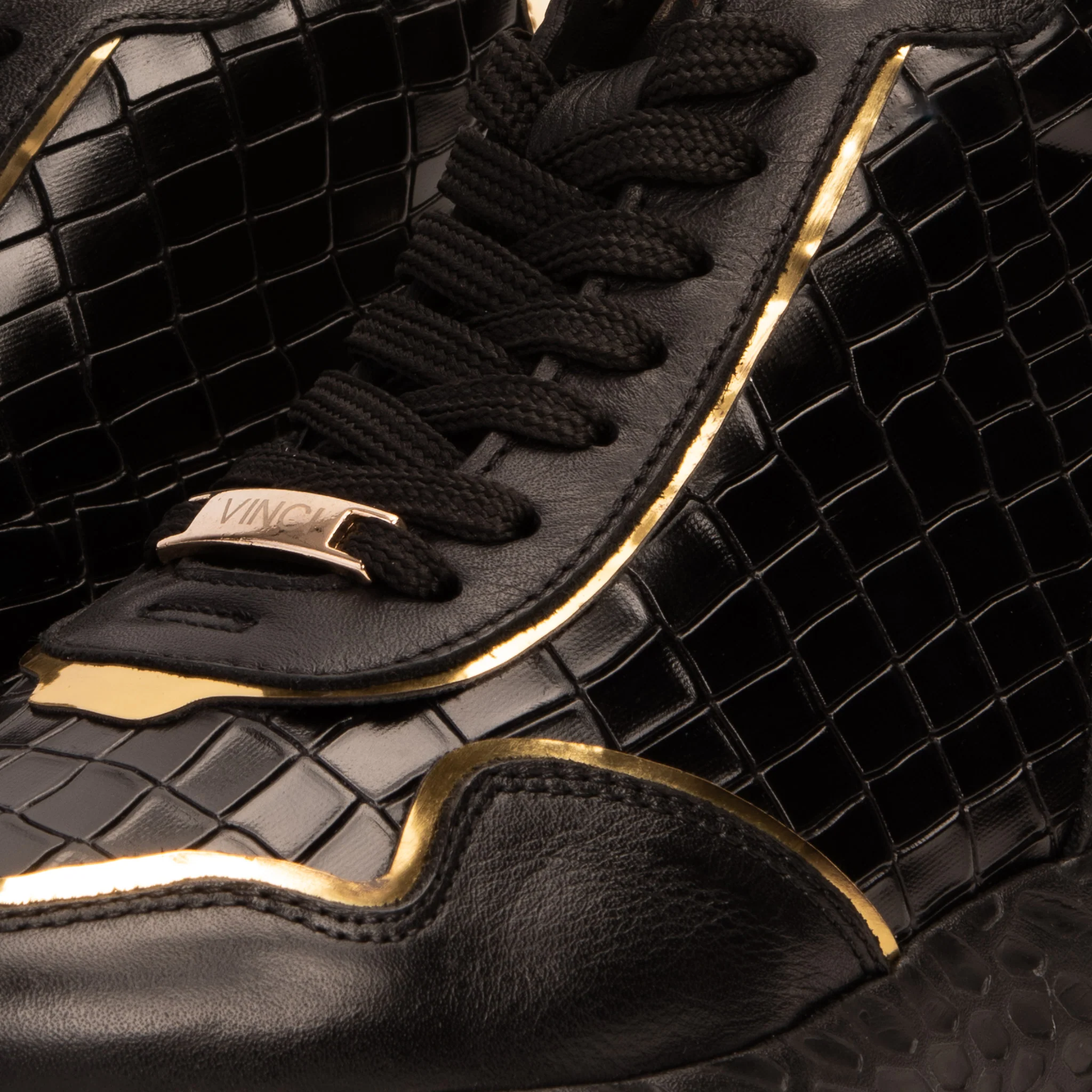 Bellagio Black & Gold High-Top Men Sneaker - Image 3