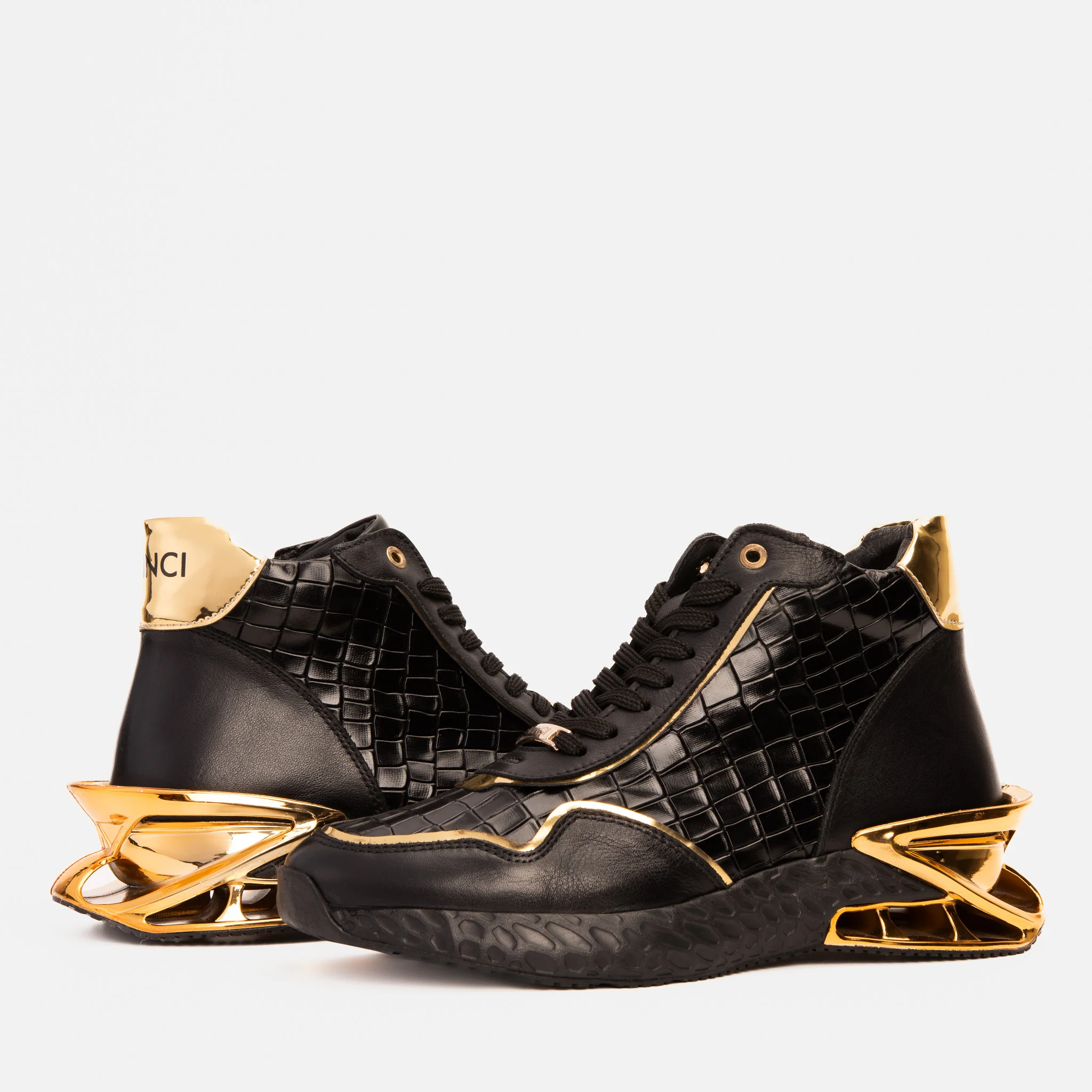 Bellagio Black & Gold High-Top Men Sneaker - Image 9