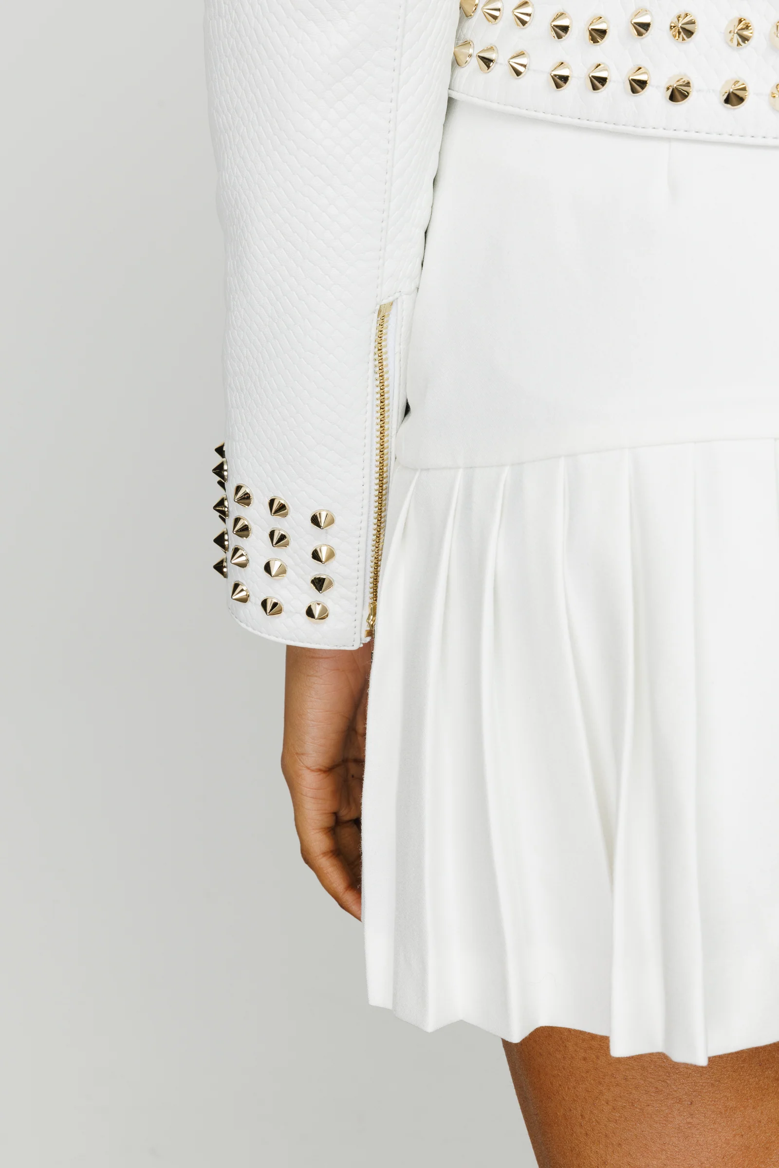 The Infanta White Leather Women Jacket - Image 12