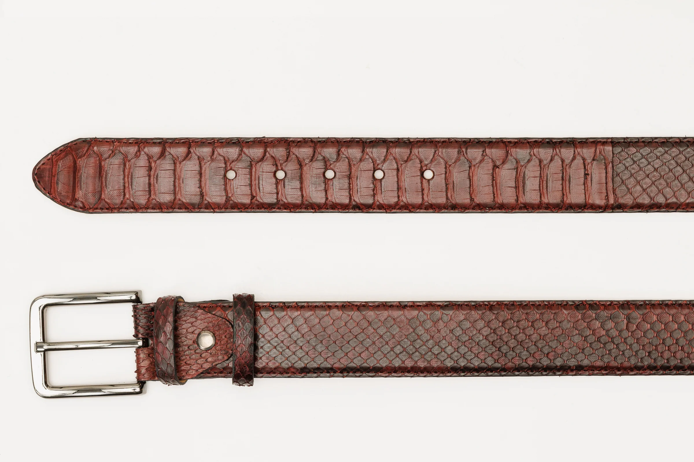 The Boss Burgundy python Sneak  Leather Leather Belt - Image 4