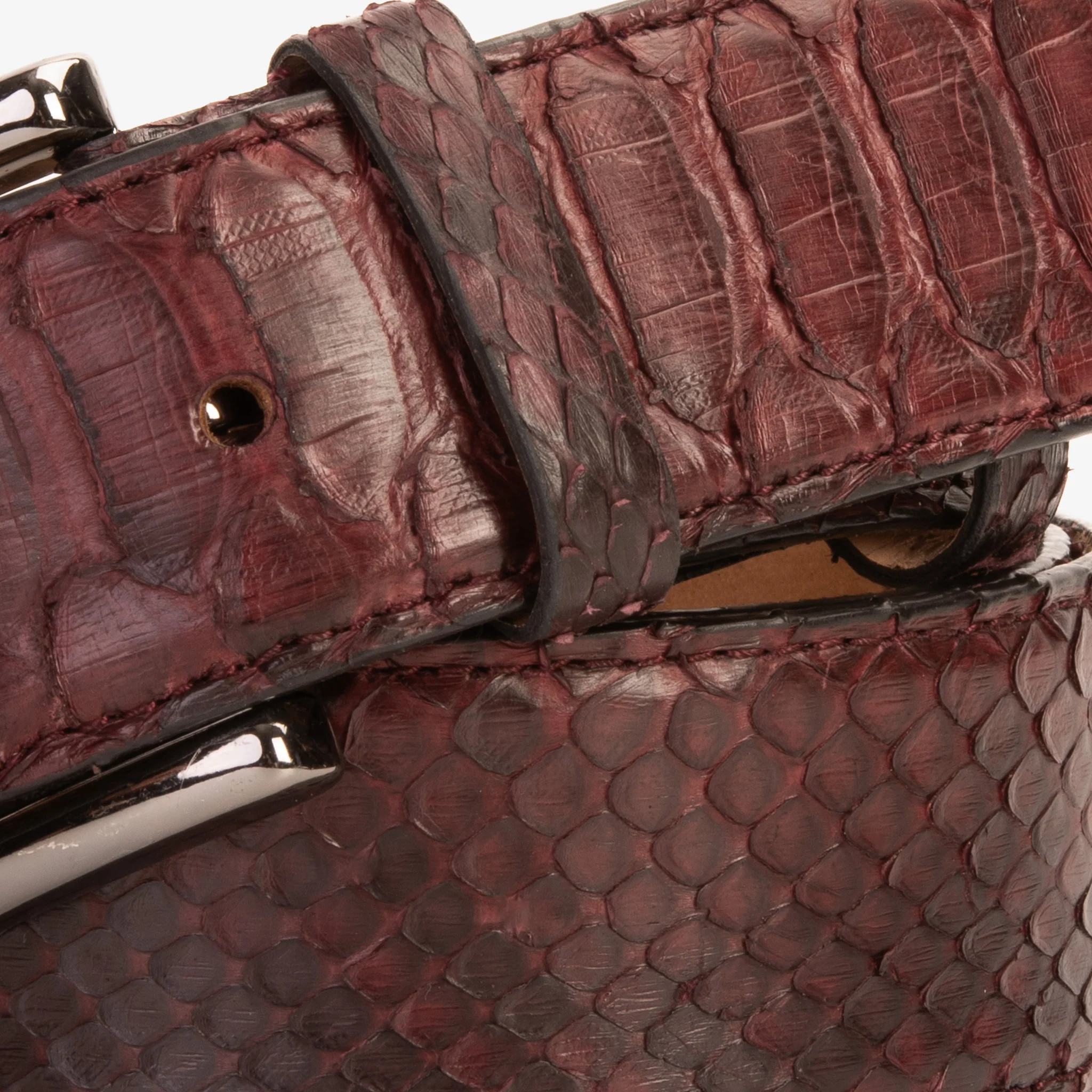 The Boss Burgundy python Sneak  Leather Leather Belt - Image 5