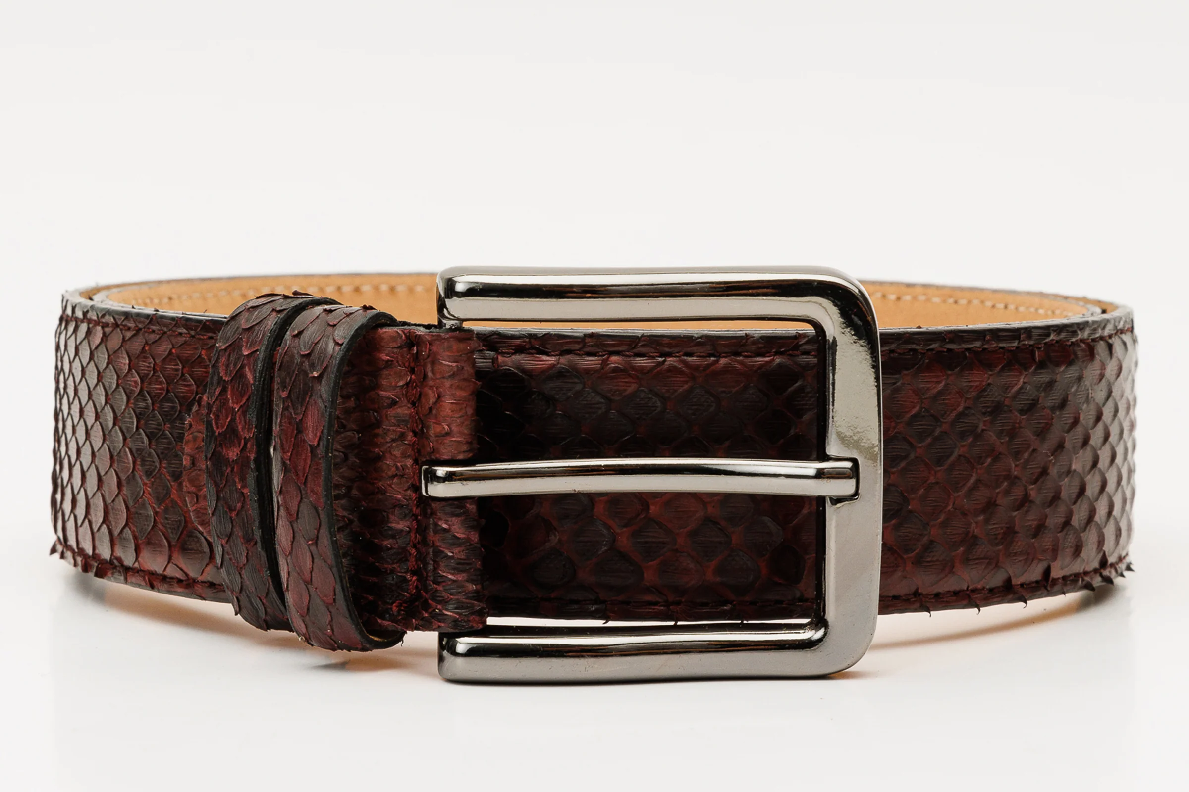 The Boss Burgundy python Sneak  Leather Leather Belt - Image 6