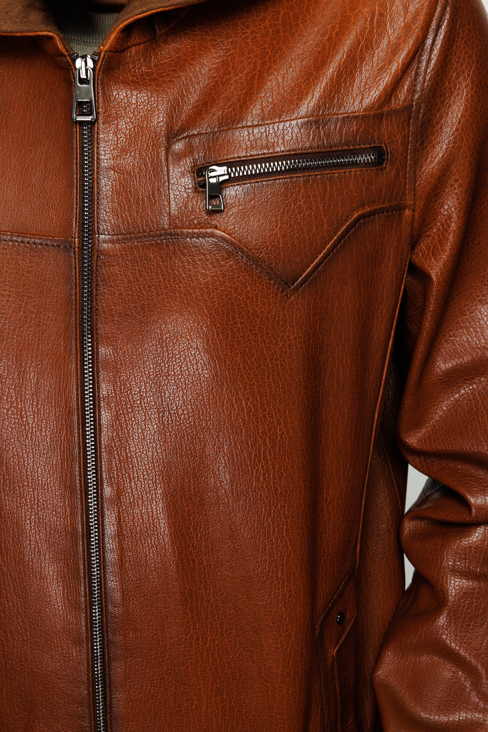 The Byron Ribi Brown Leather Men Jacket - Image 4