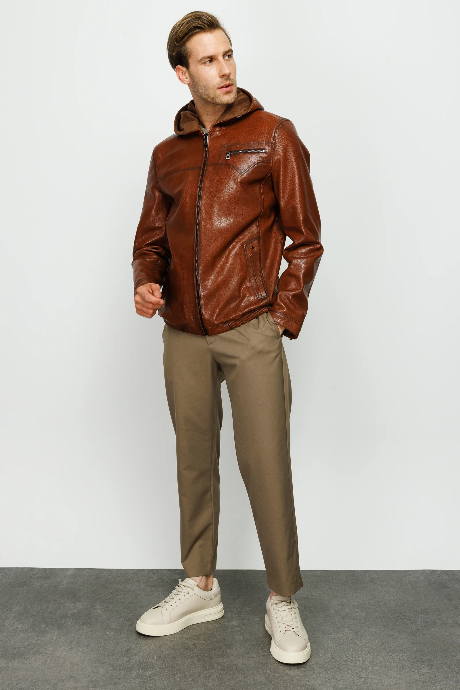 The Byron Ribi Brown Leather Men Jacket - Image 7