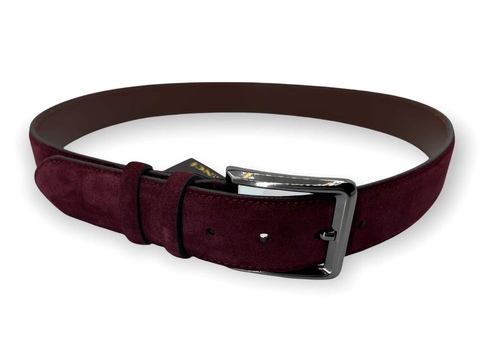 The Bari Burgundy Suede Leather Belt - Image 4
