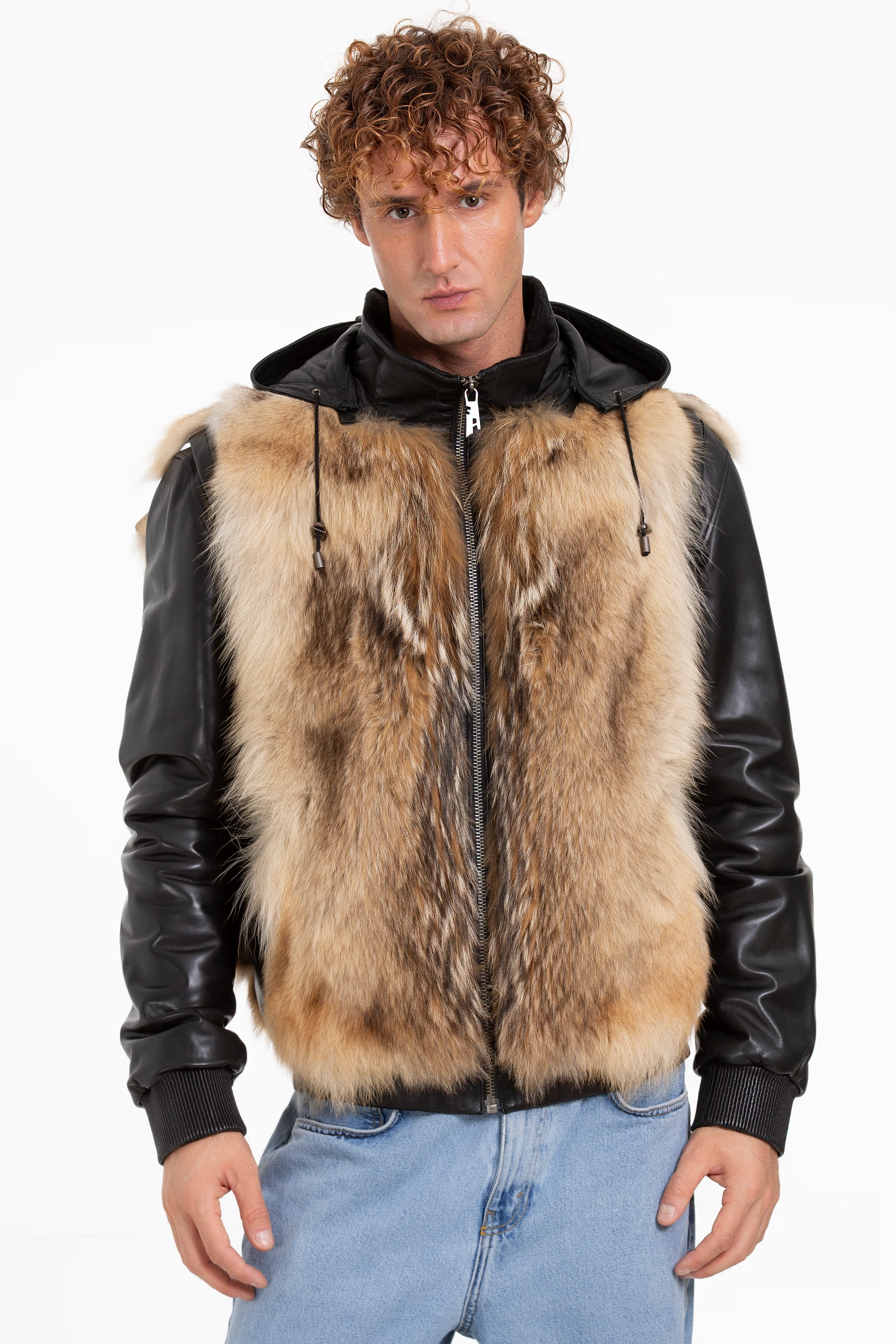 The Melbourne Pure Wolf Fur Leather Black Men Jacket - Image 11