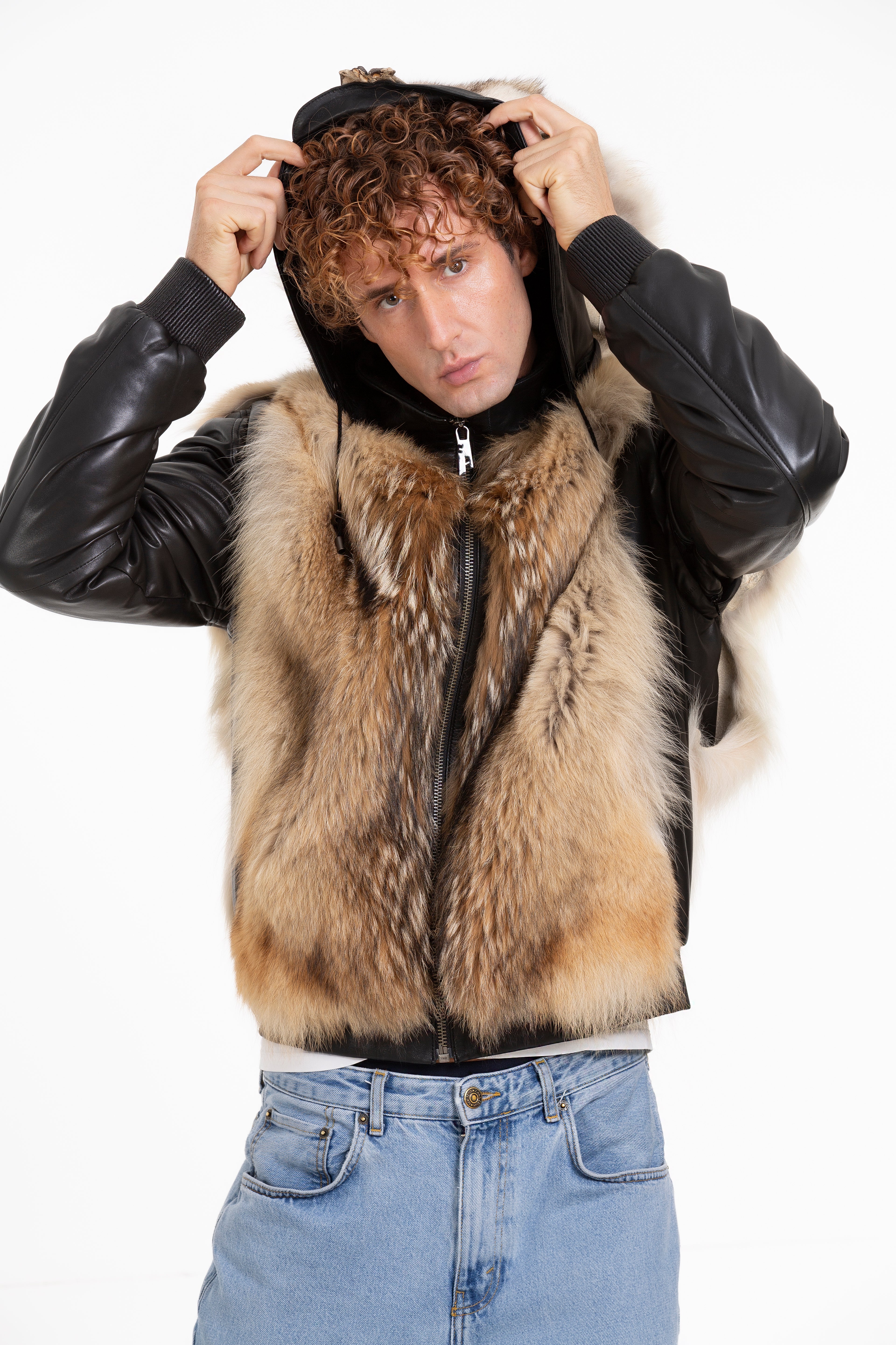 The Melbourne Pure Wolf Fur Leather Black Men Jacket - Image 13