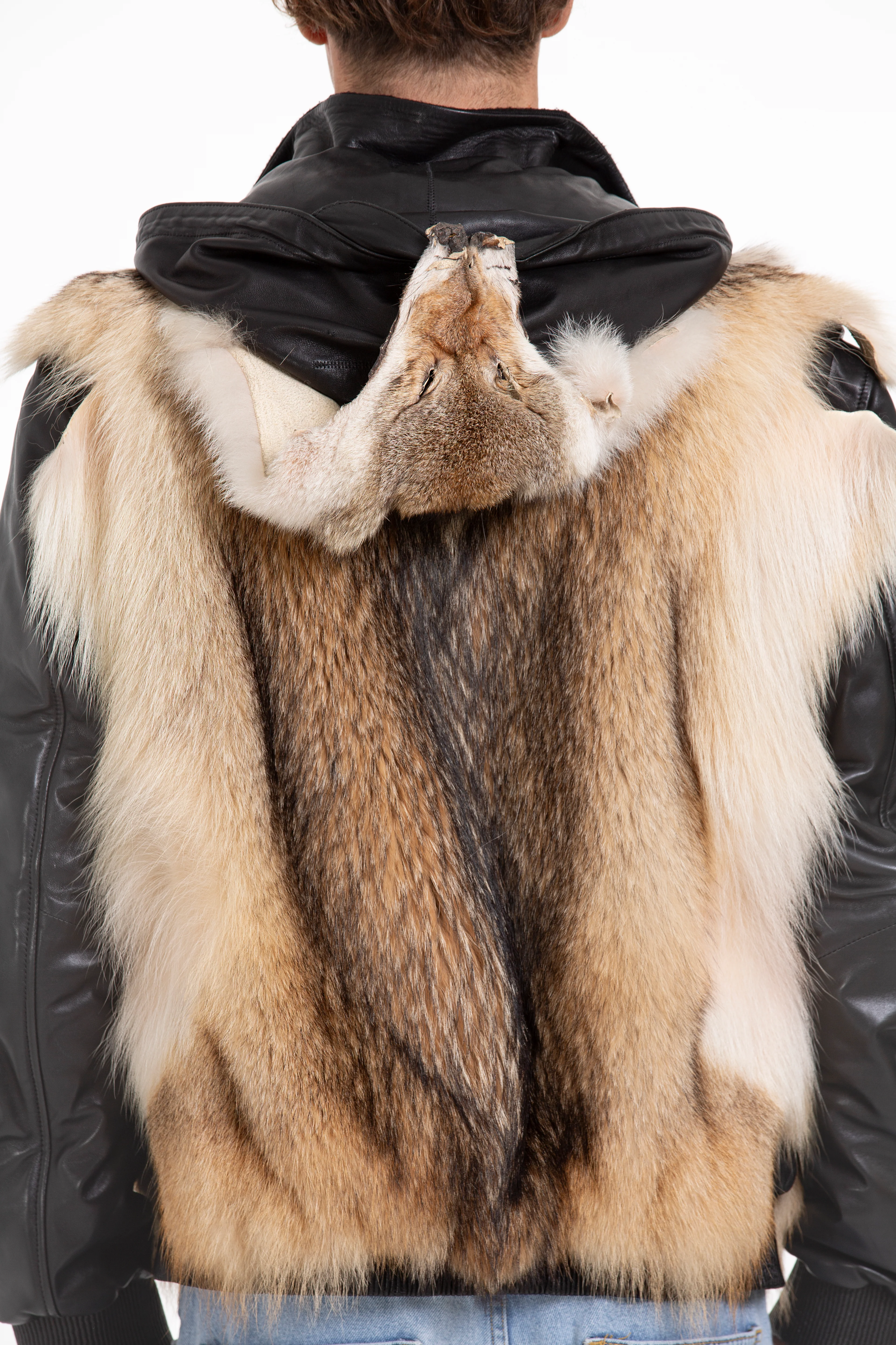 The Melbourne Pure Wolf Fur Leather Black Men Jacket - Image 2