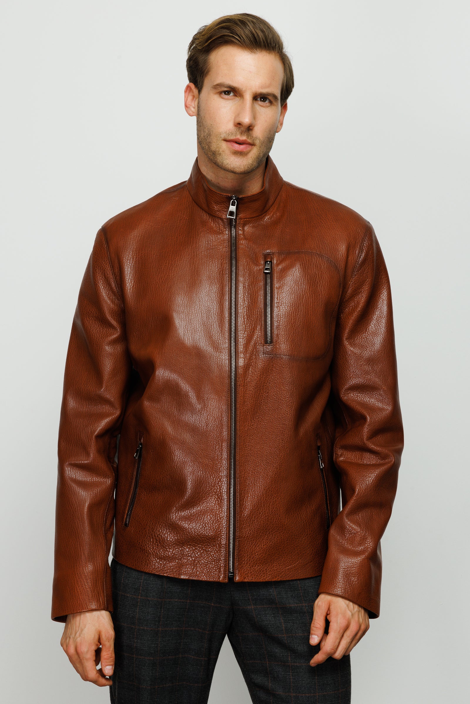 The Blanchard Brown Leather Men Jacket - Image 2