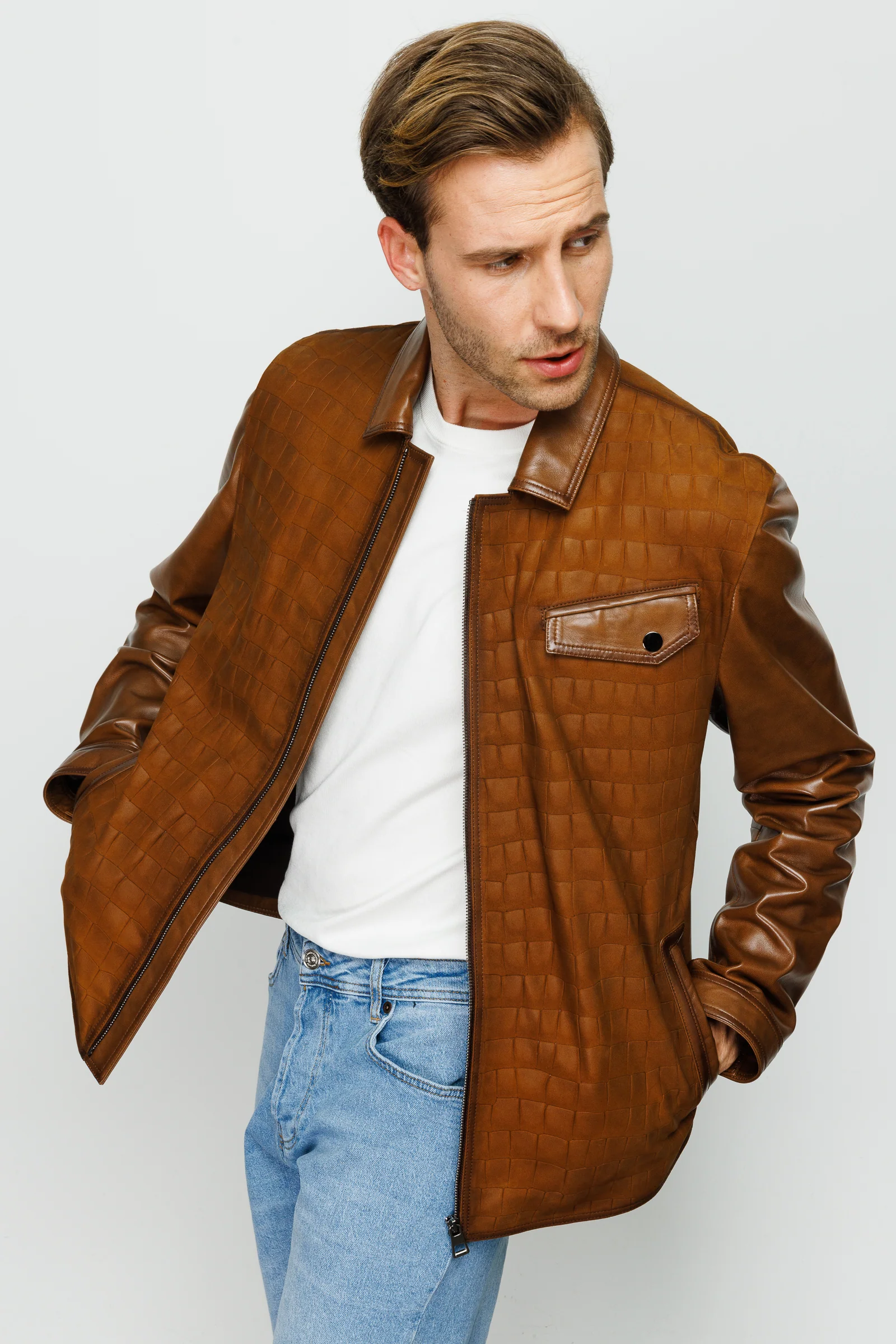 The Emerson Tan Leather Men Jacket - Image 5
