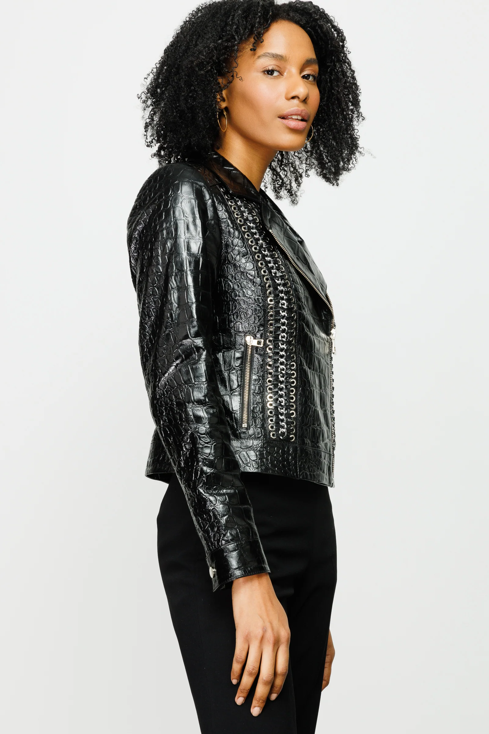 The Lante Black Leather Women Jacket - Image 3