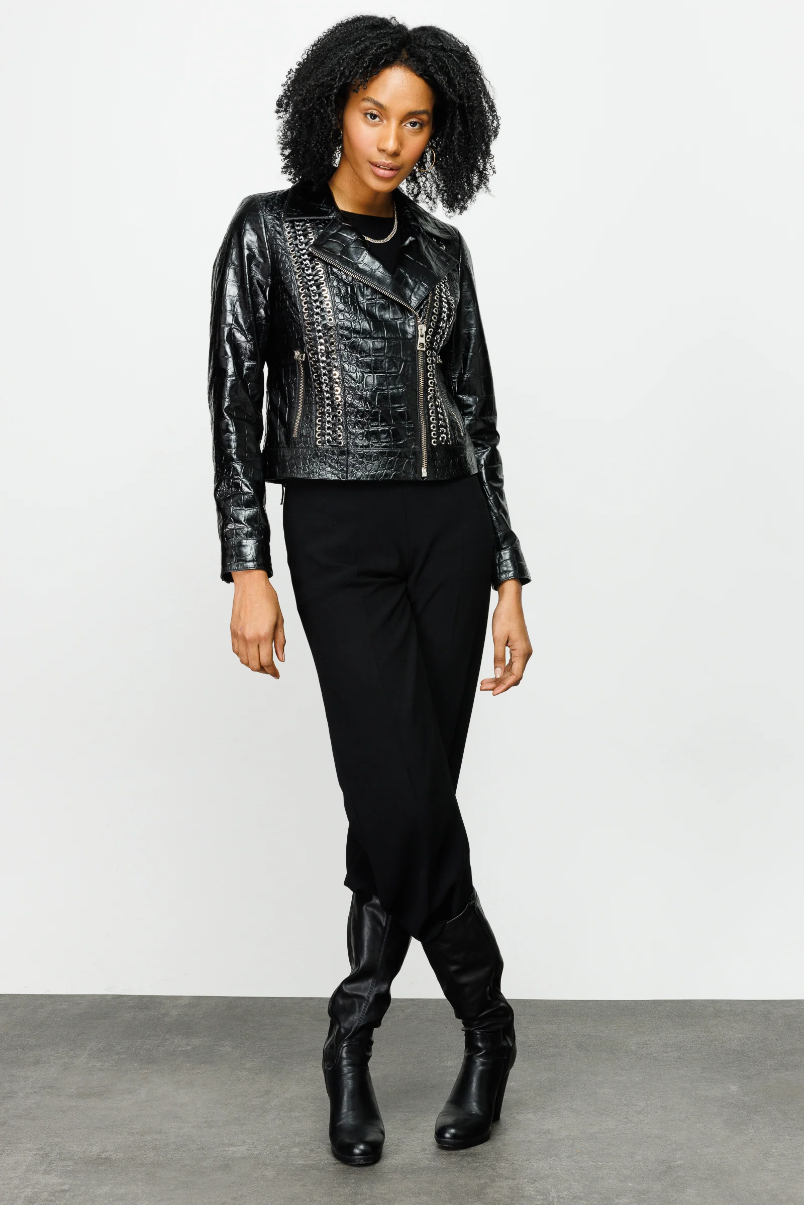 The Lante Black Leather Women Jacket - Image 5