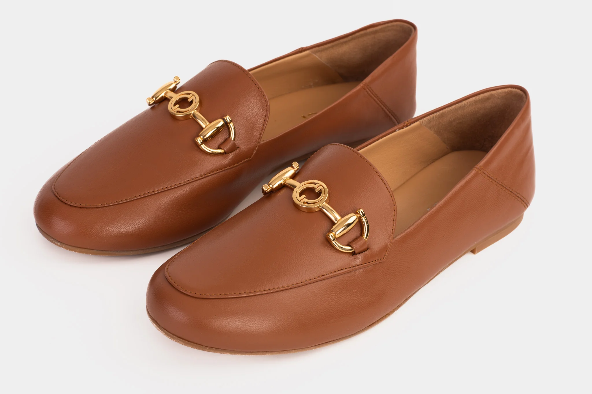 Luanda Tan Leather Women Flat Shoe - Image 5
