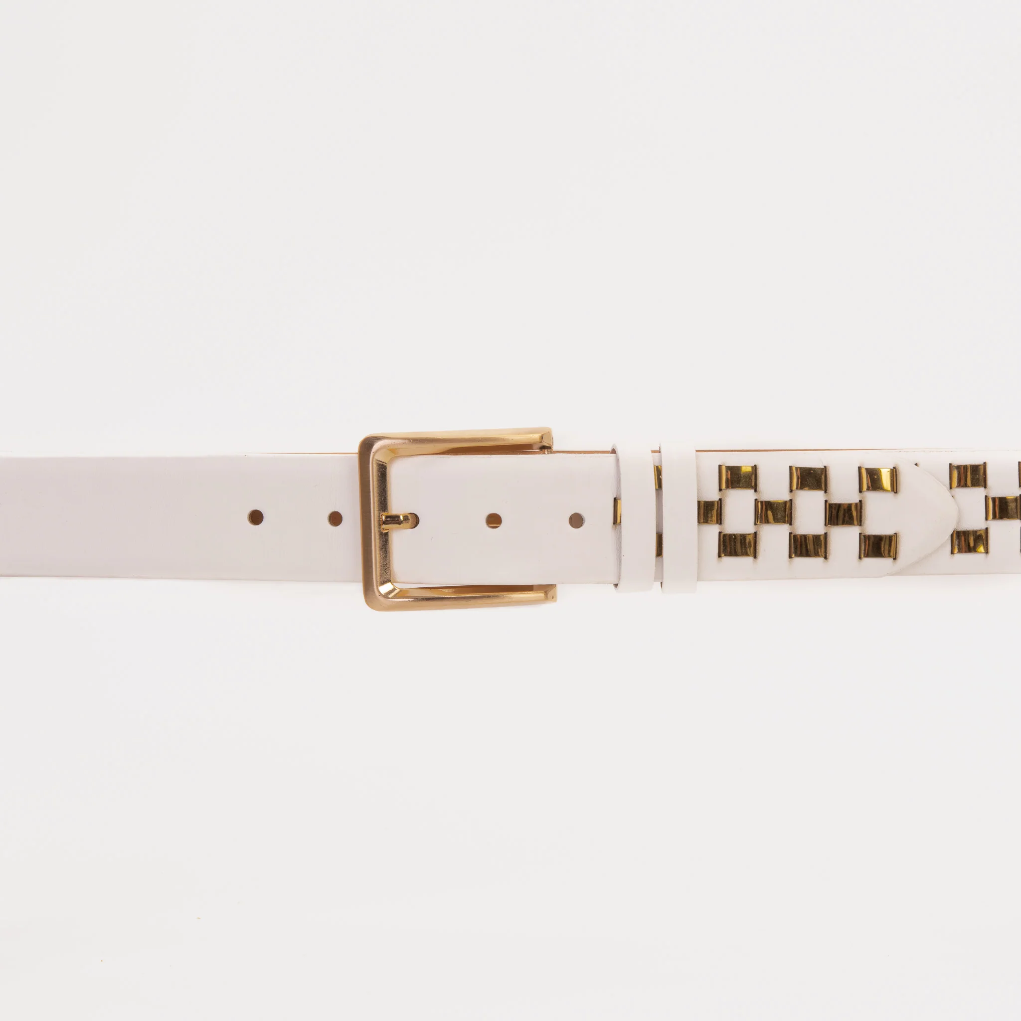 The Mackenzie White & Gold Woven Leather Belt - Image 2