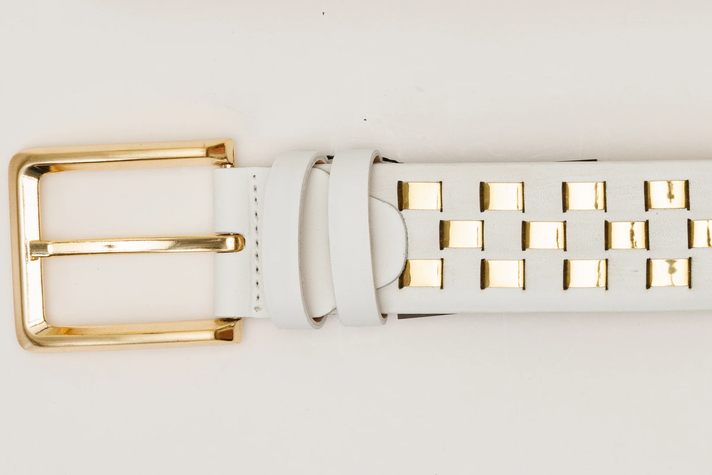 The Mackenzie White & Gold Woven Leather Belt - Image 4