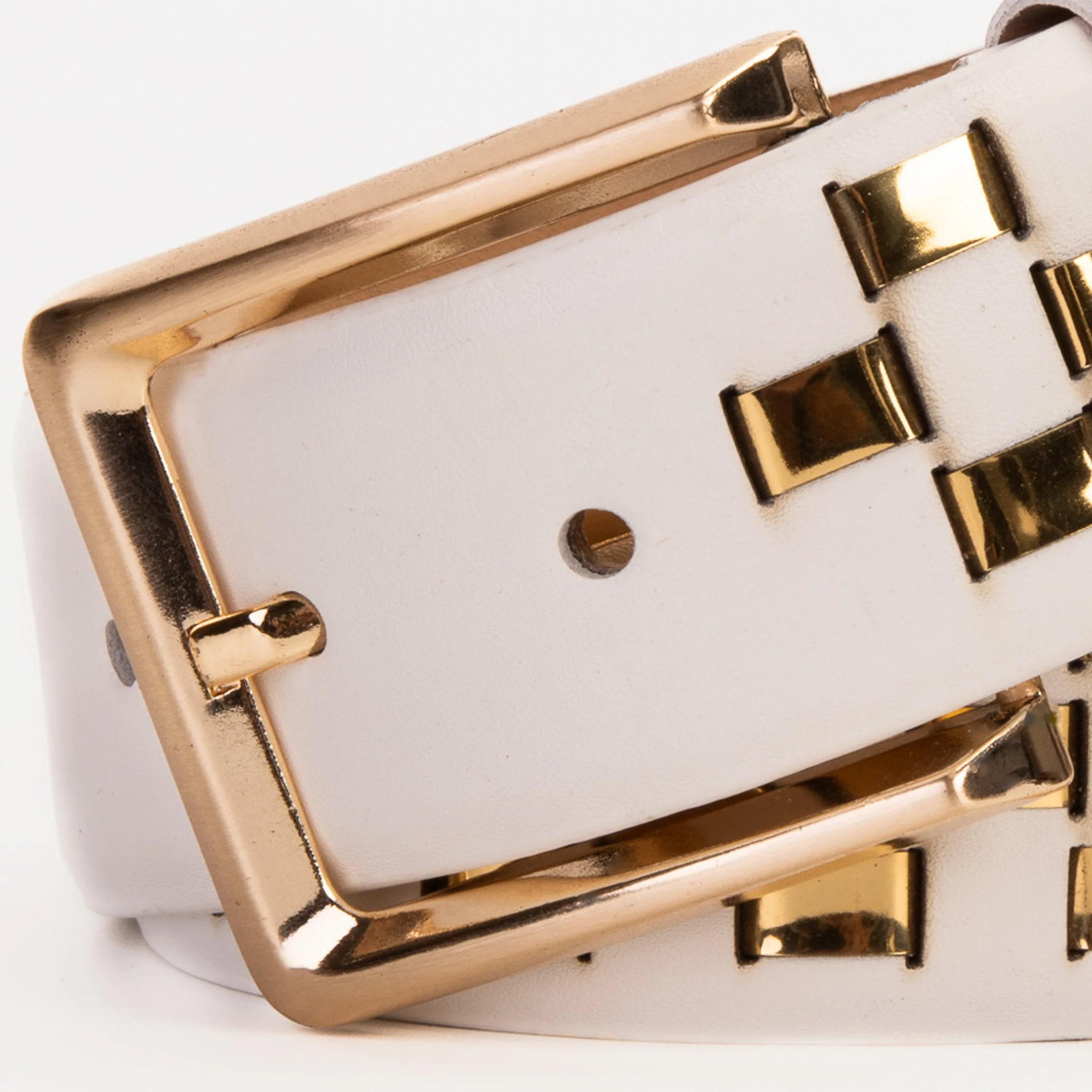 The Mackenzie White & Gold Woven Leather Belt - Image 5