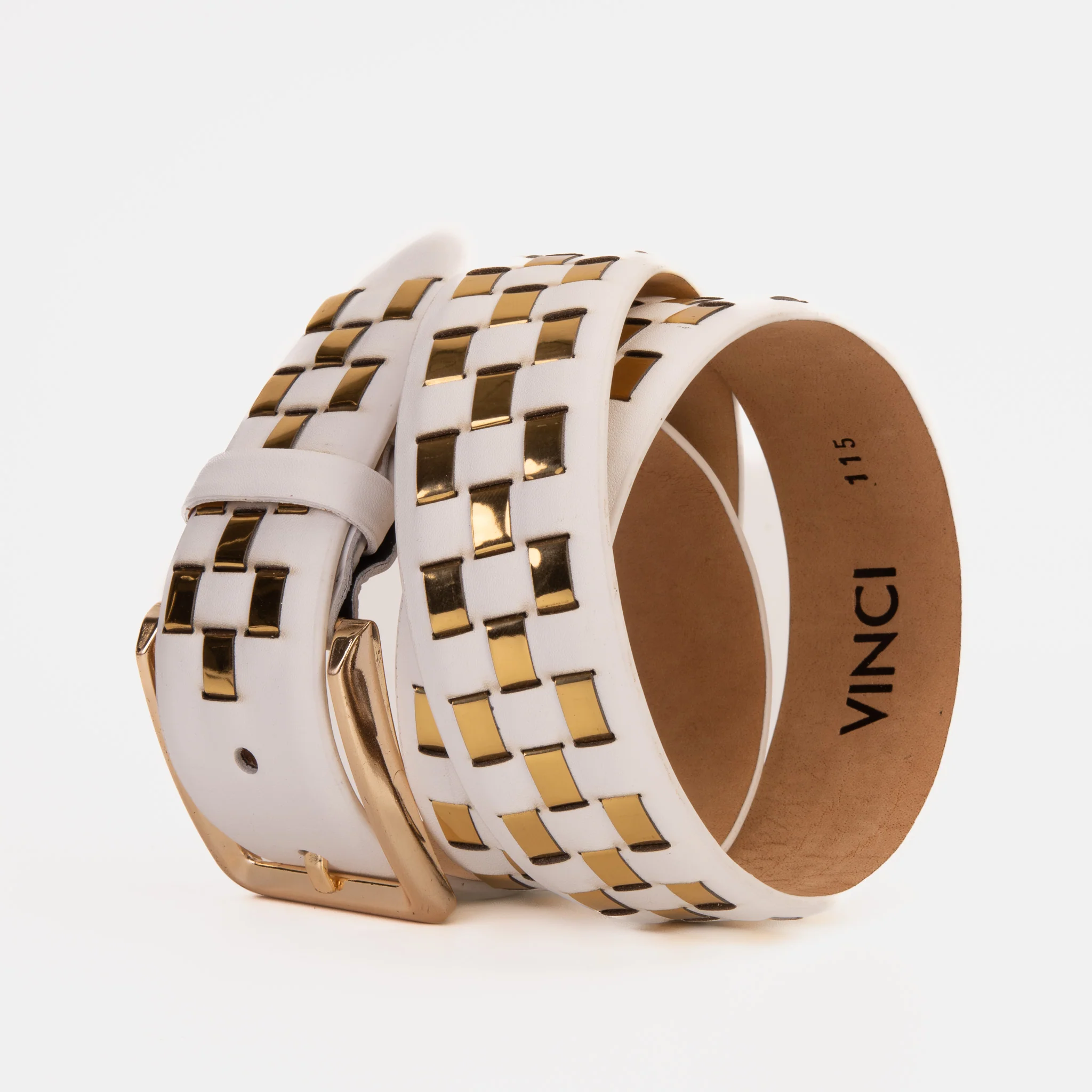 The Mackenzie White & Gold Woven Leather Belt - Image 7