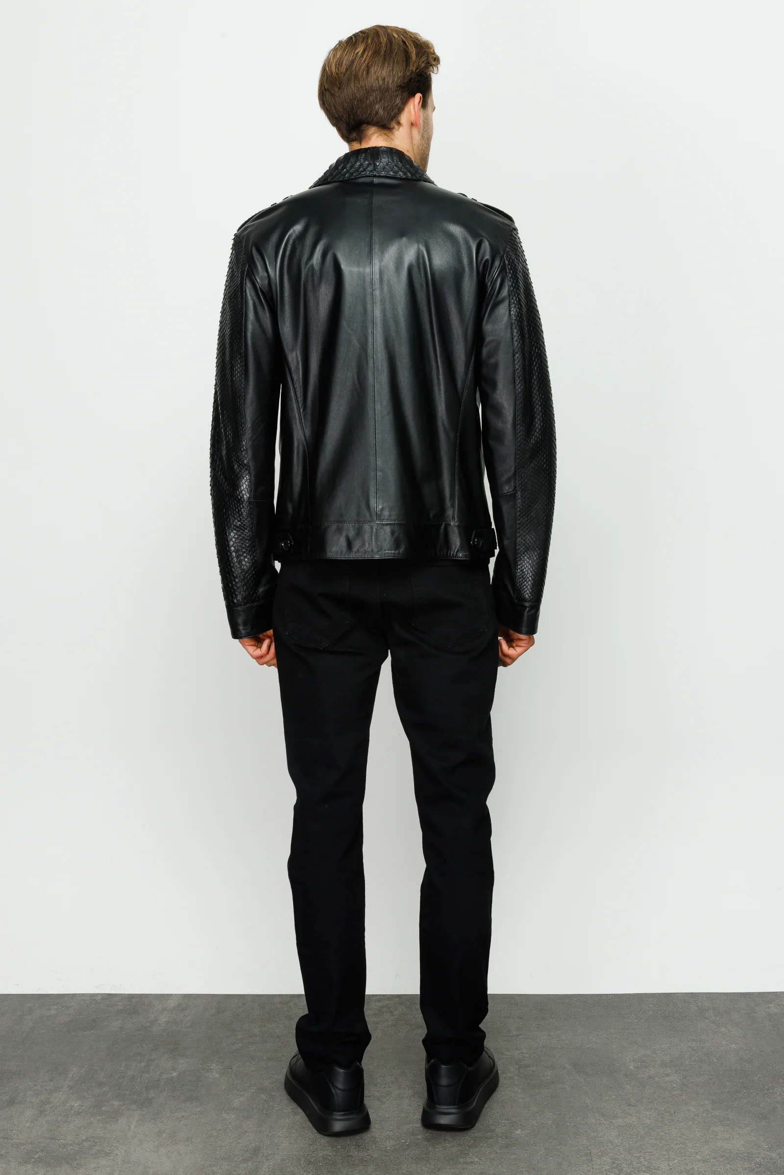 The Manteca Pythn Skin Leather Black Men Jacket - Image 4