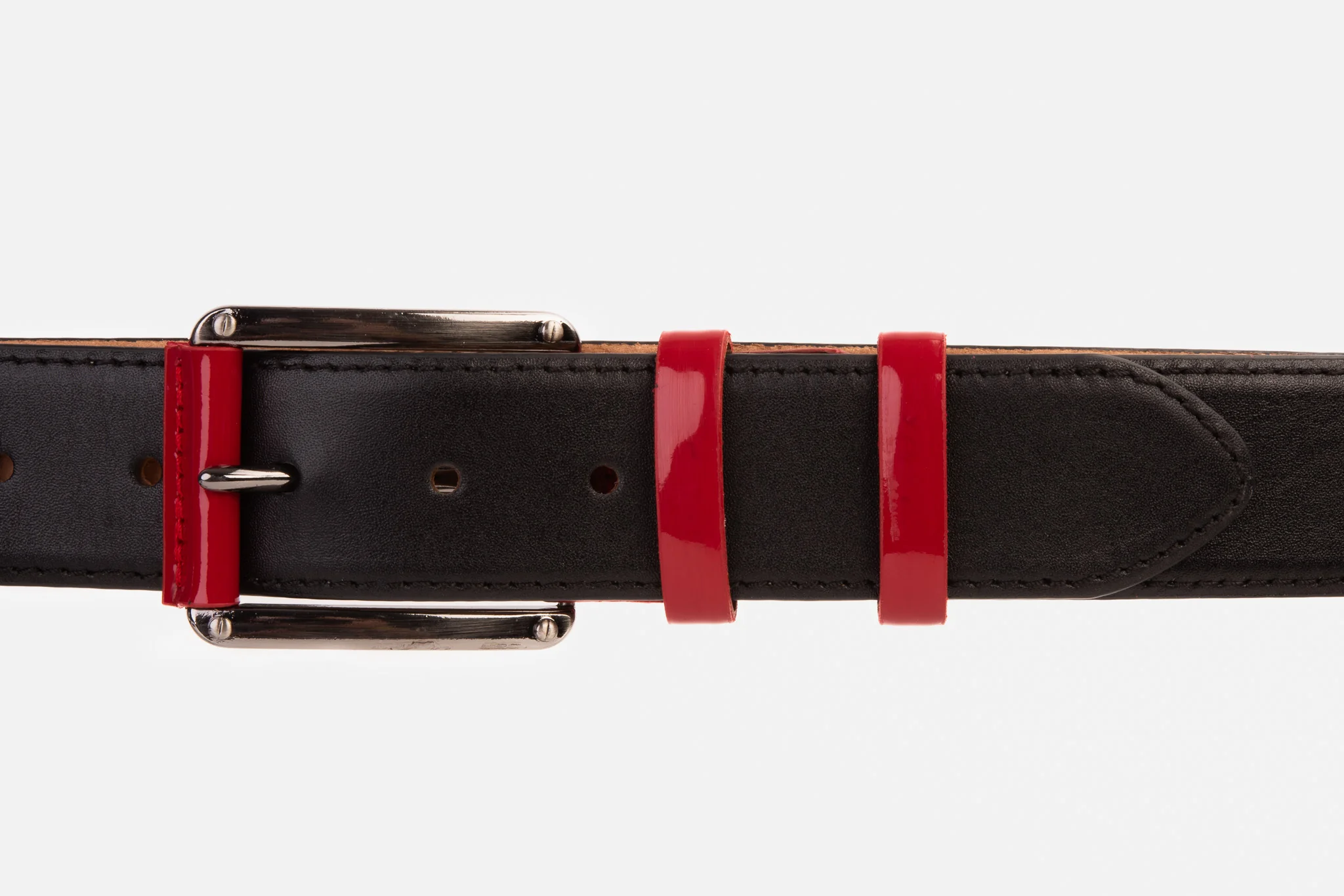 The Maratea Black & Red Leather Belt - Image 2