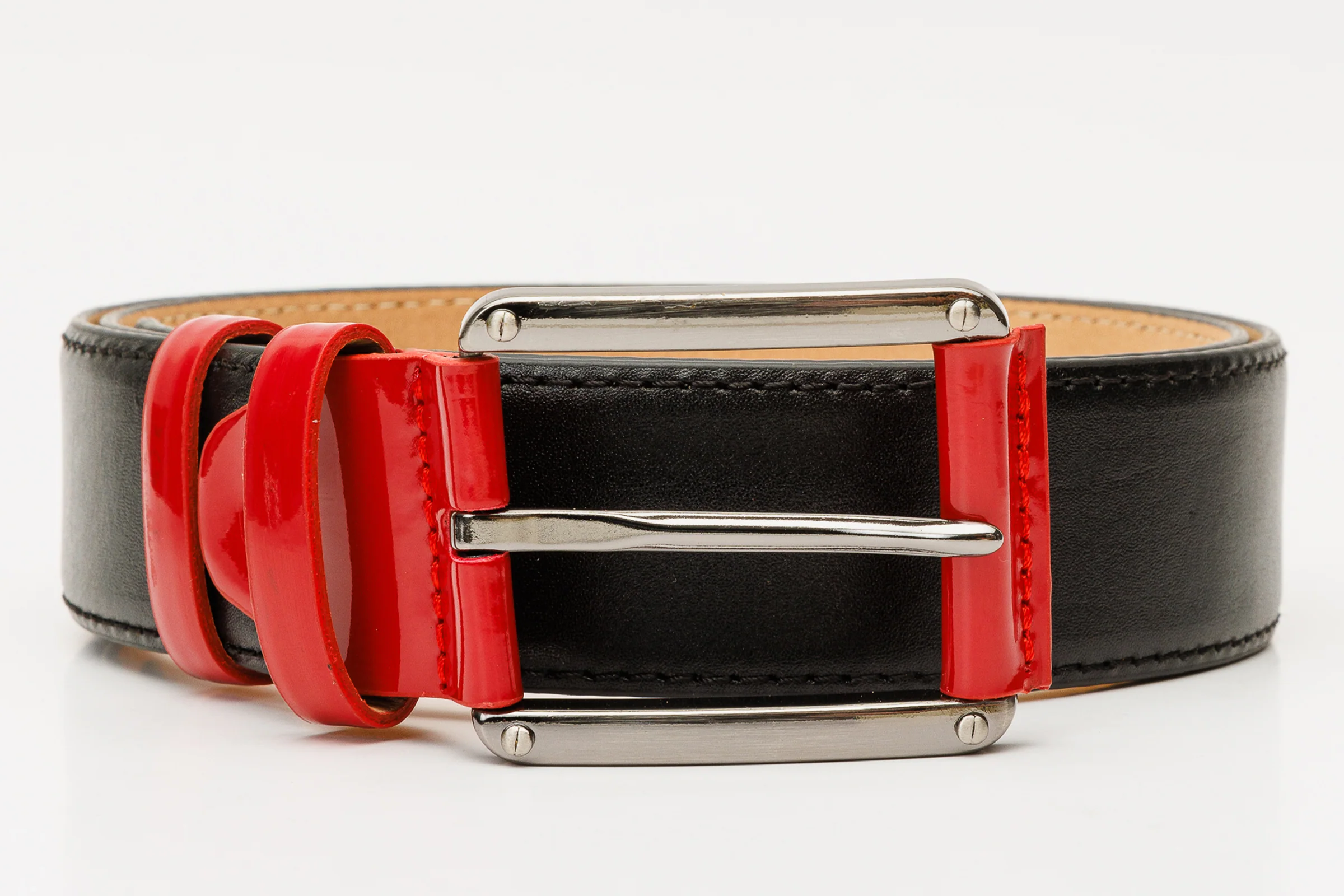 The Maratea Black & Red Leather Belt - Image 3